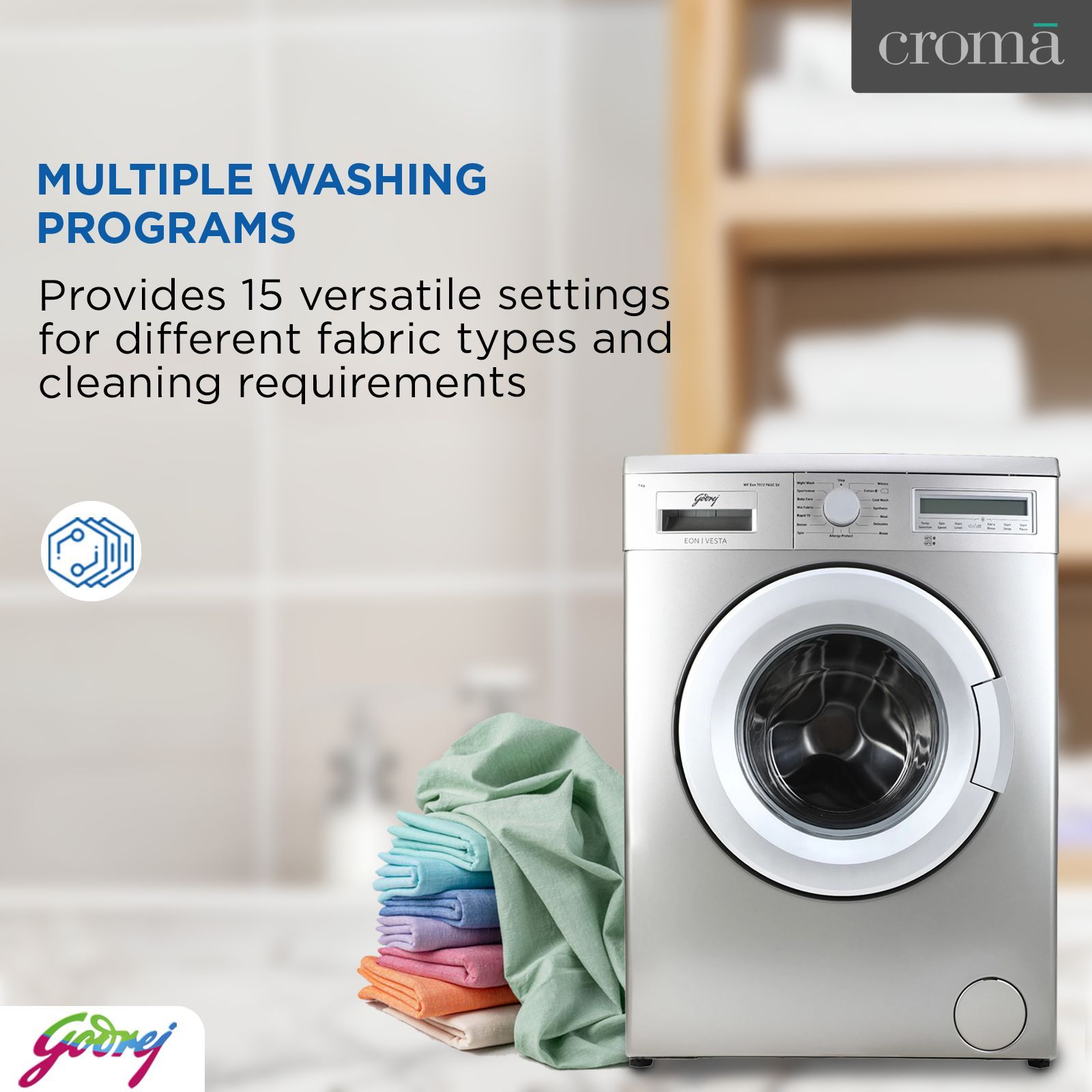 Godrej 7 kg Fully Automatic Front Load Washing Machine (Eon, WF EON 7010 PASC, Overflow Protection System, Silver)_5