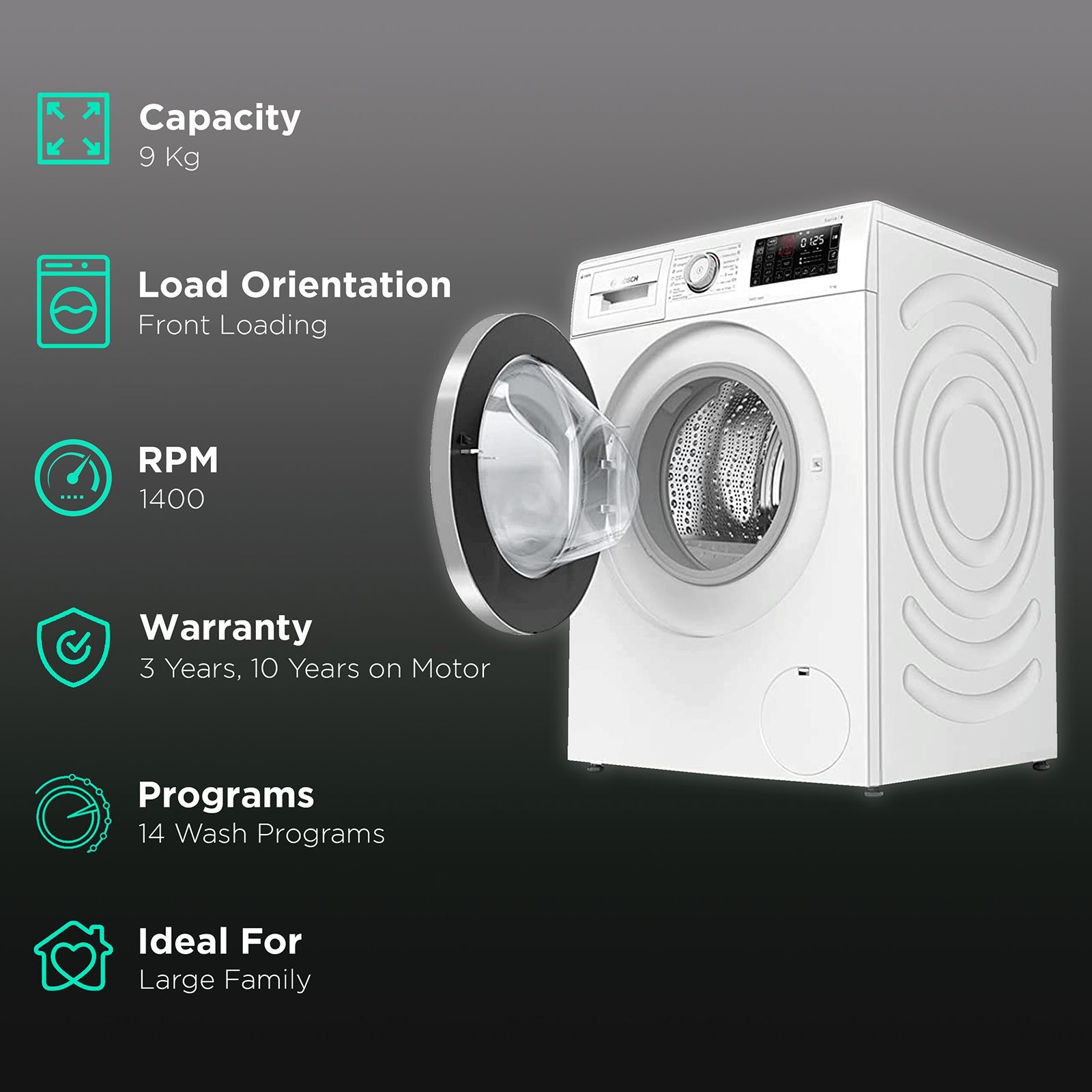 BOSCH 9 kg Fully Automatic Front Load Washing Machine (Series 6, WAT286H9IN, EcoSilence Drive, White) BOSCH 9 kg Fully Automatic Front Load Washing Machine (Series 6, WAT286H9IN, EcoSilence Drive, White)_2