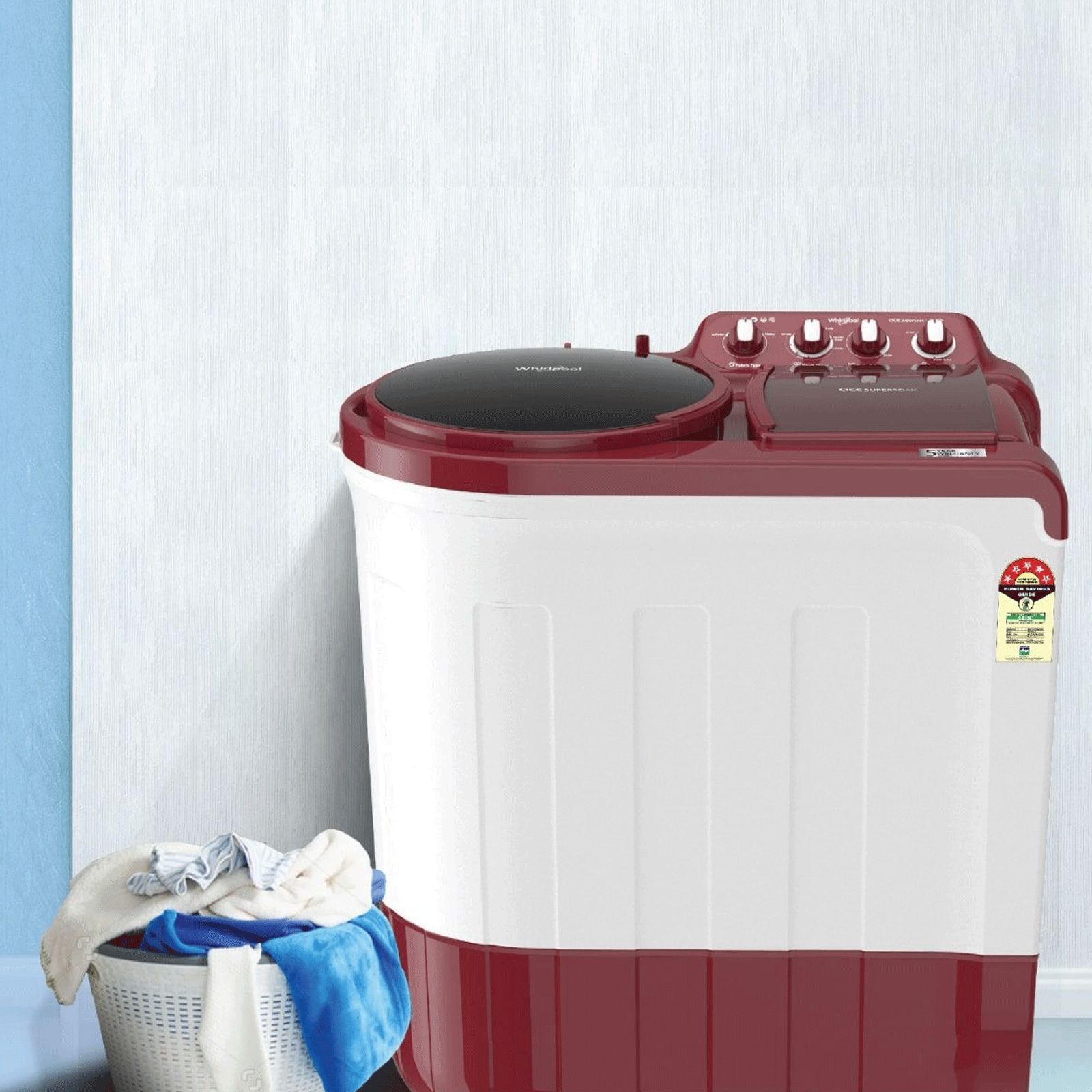 Whirlpool 8 kg 5 Star Semi Automatic Washing Machine with In-Built Scrubber (Ace, Coral Red)_5