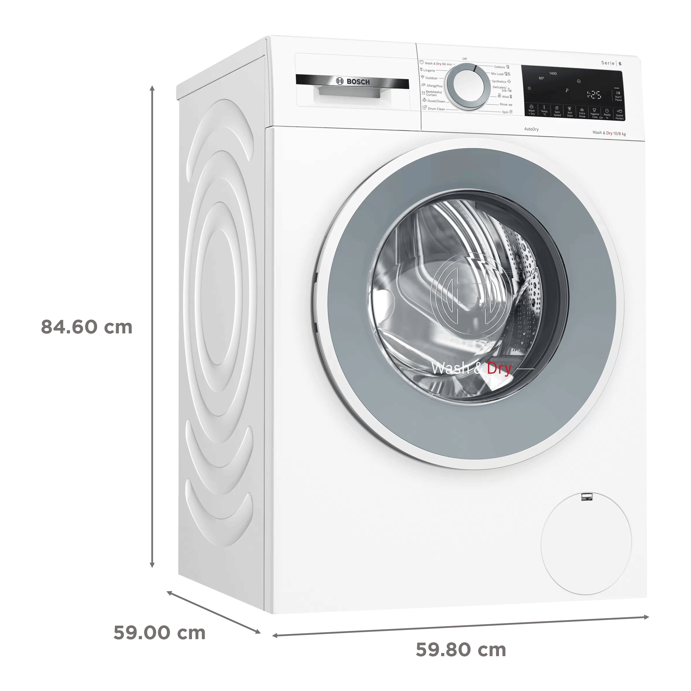 BOSCH 10/6 kg 5 Star Fully Automatic Front Load Washer Dryer (Series 6, WNA254U0IN, EcoSilence Drive, White)_3