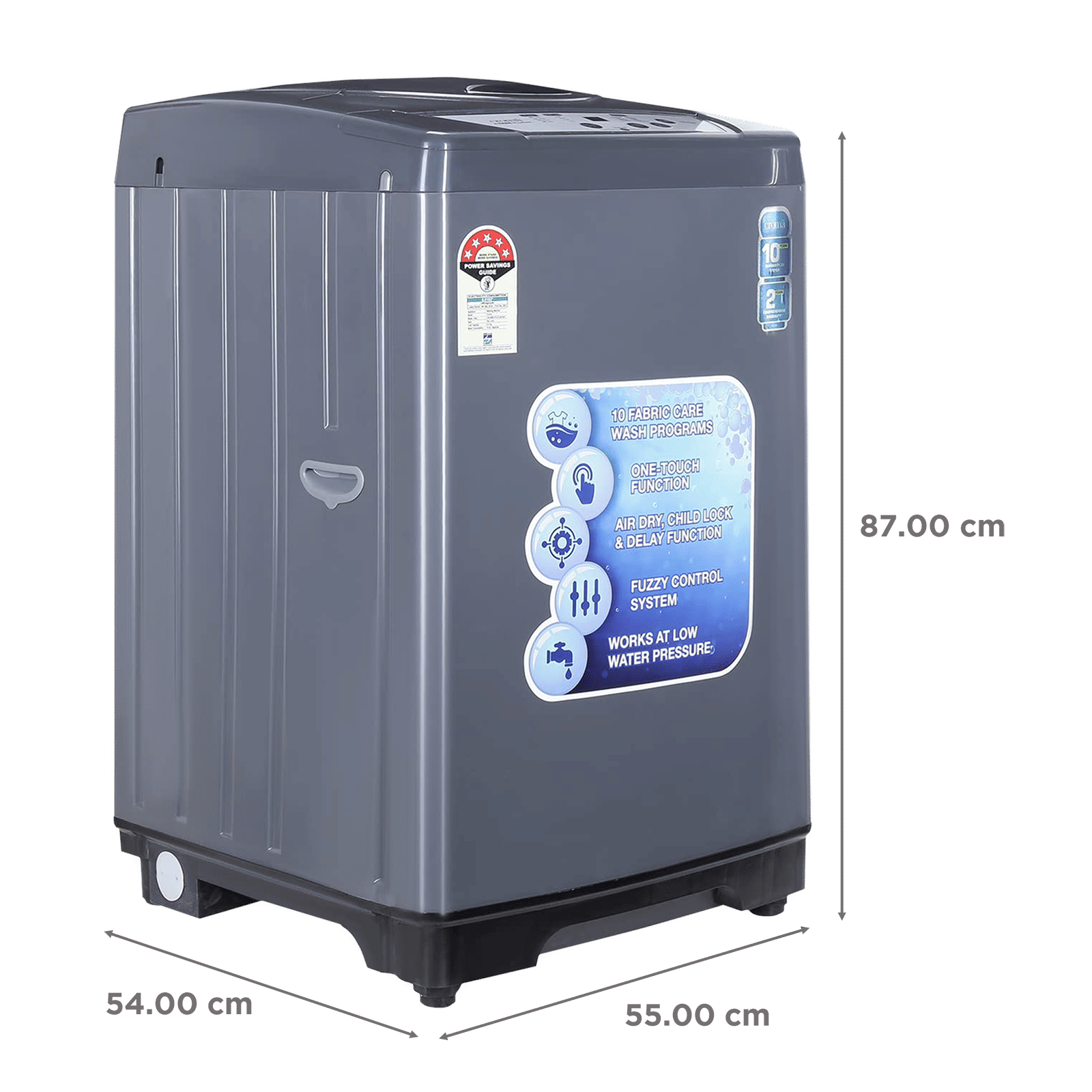 Croma 6.5 kg 5 Star Fully Automatic Top Load Washing Machine ( Fuzzy Control, Grey)_3