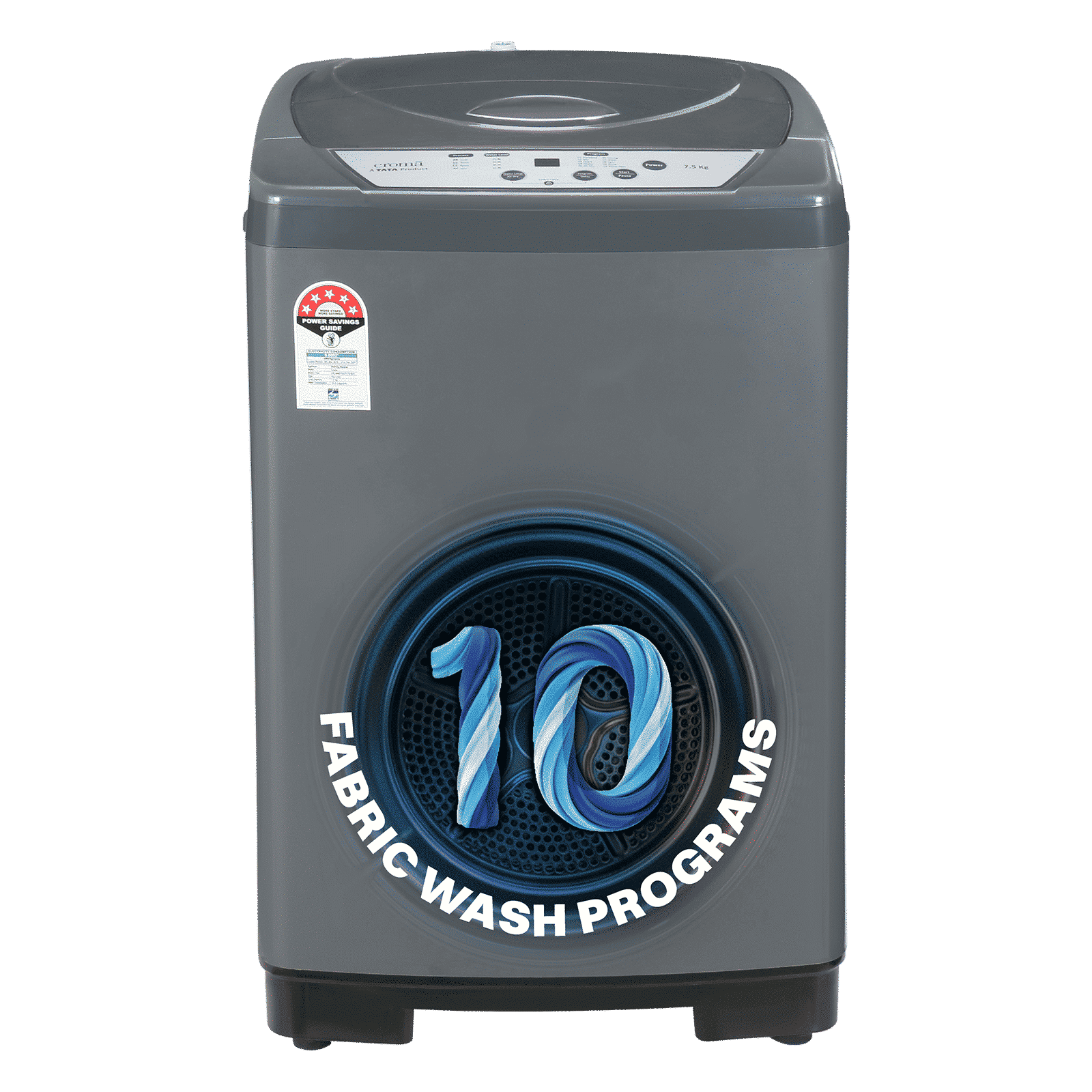 Croma 7.5 kg 5 Star Fully Automatic Top Load Washing Machine ( Fuzzy Control, Grey)_1