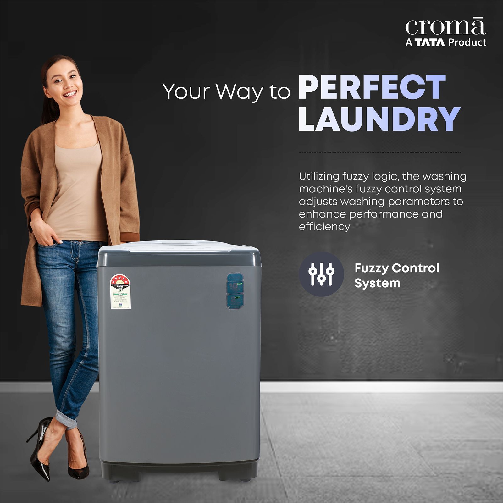 Croma 7.5 kg 5 Star Fully Automatic Top Load Washing Machine ( Fuzzy Control, Grey)_12