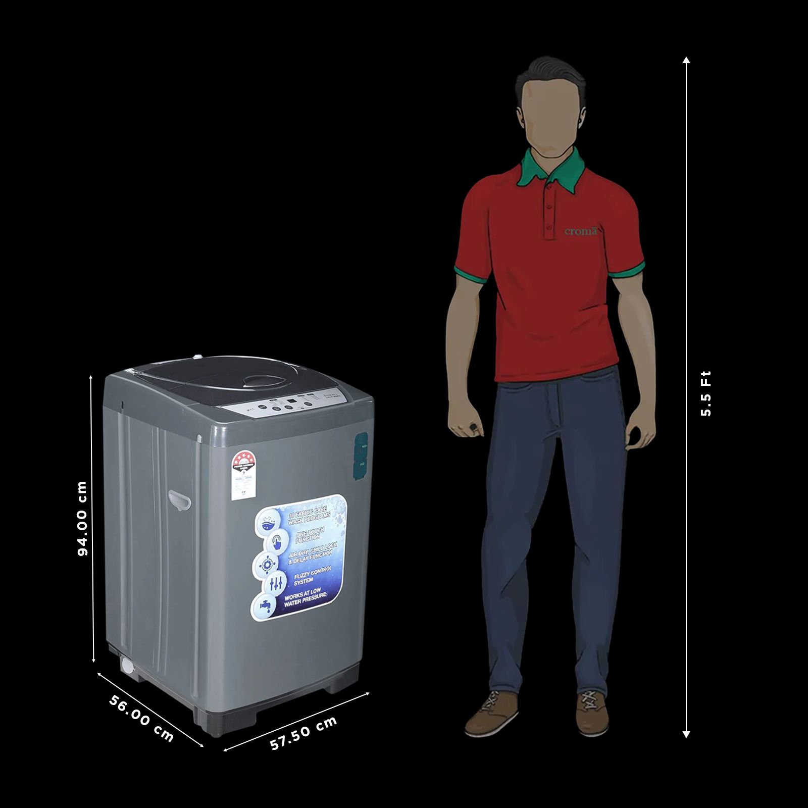 Croma 7.5 kg 5 Star Fully Automatic Top Load Washing Machine ( Fuzzy Control, Grey) Croma 7.5 kg 5 Star Fully Automatic Top Load Washing Machine ( Fuzzy Control, Grey)_3