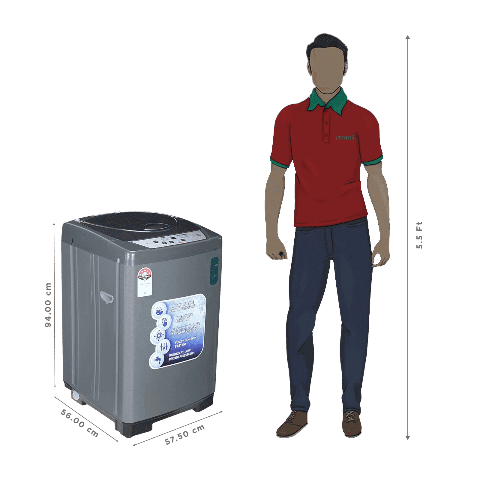 Croma 7.5 kg 5 Star Fully Automatic Top Load Washing Machine ( Fuzzy Control, Grey)_3