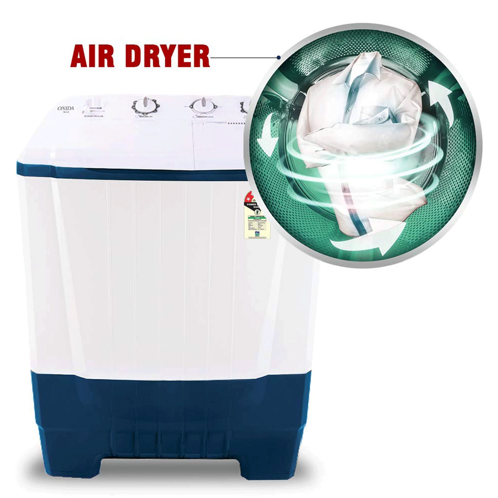 ONIDA 7 kg 5 Star Semi Automatic Washing Machine with Magic Filter (S70OIB, White/Blue)_5
