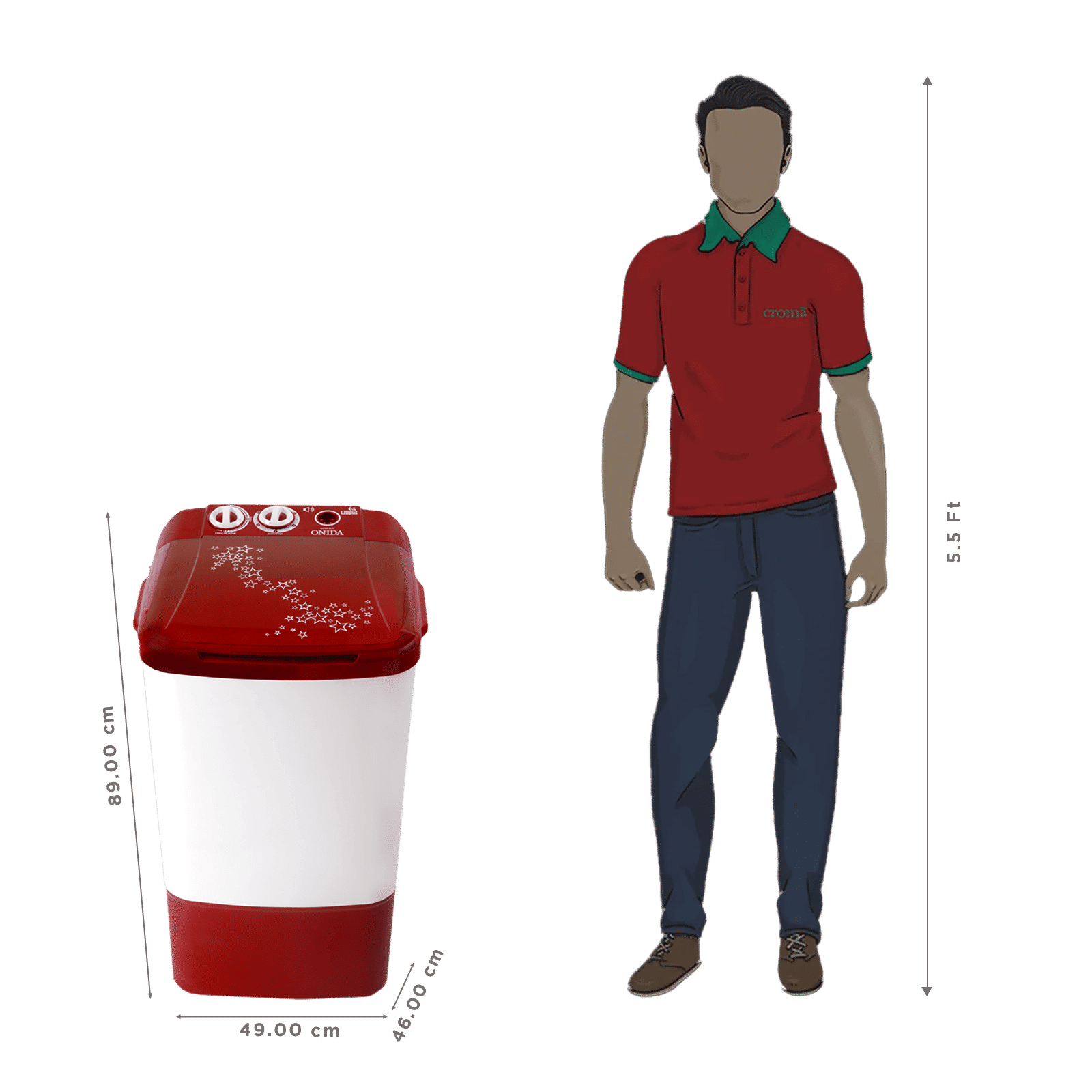 ONIDA 6.5 kg Semi Automatic Washer with Anti-Rust Fibre (Liliput, WS65WLPT1LR, Lava Red)_3
