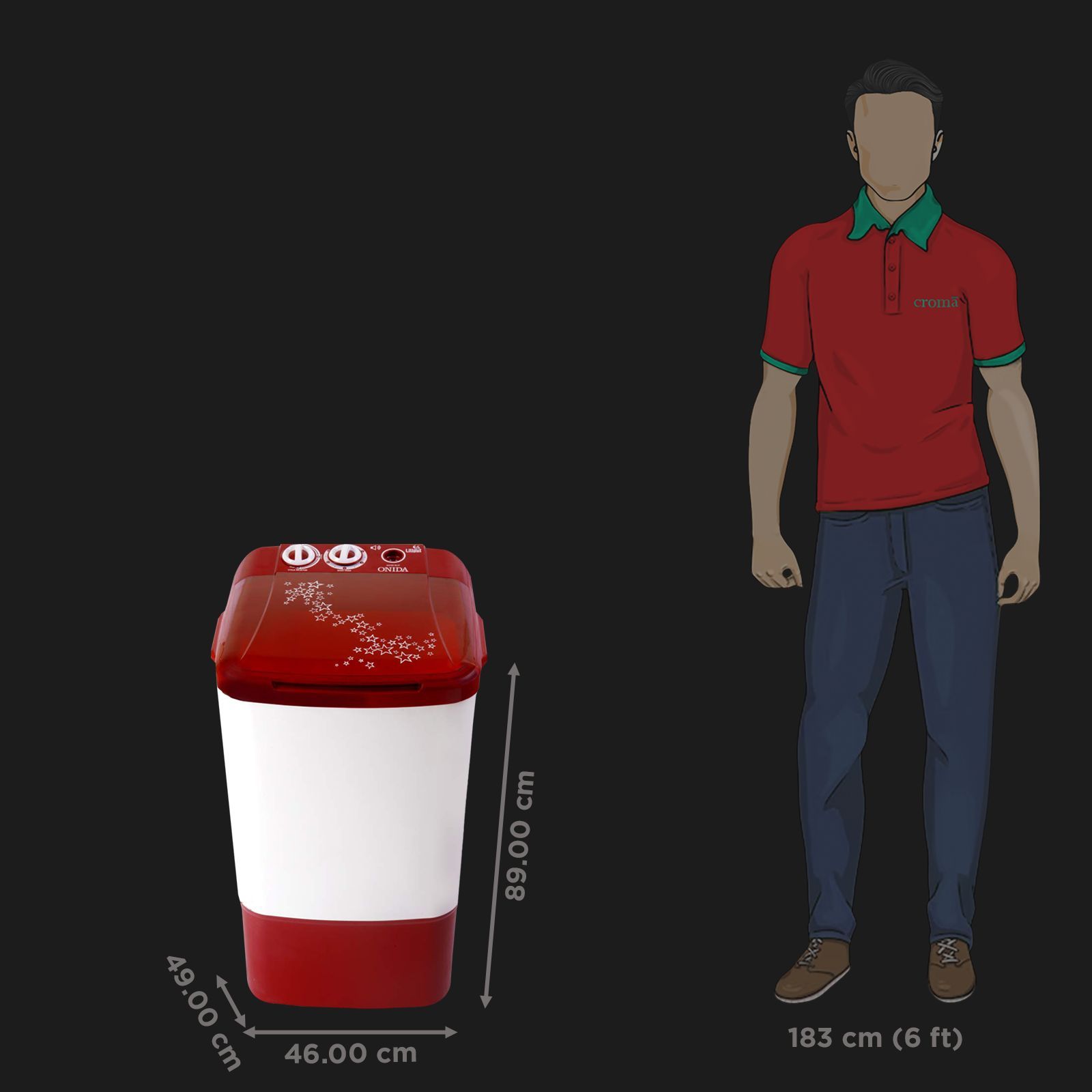 ONIDA 6.5 kg Semi Automatic Washer with Anti-Rust Fibre (Liliput, WS65WLPT1LR, Lava Red) ONIDA 6.5 kg Semi Automatic Washer with Anti-Rust Fibre (Liliput, WS65WLPT1LR, Lava Red)_3