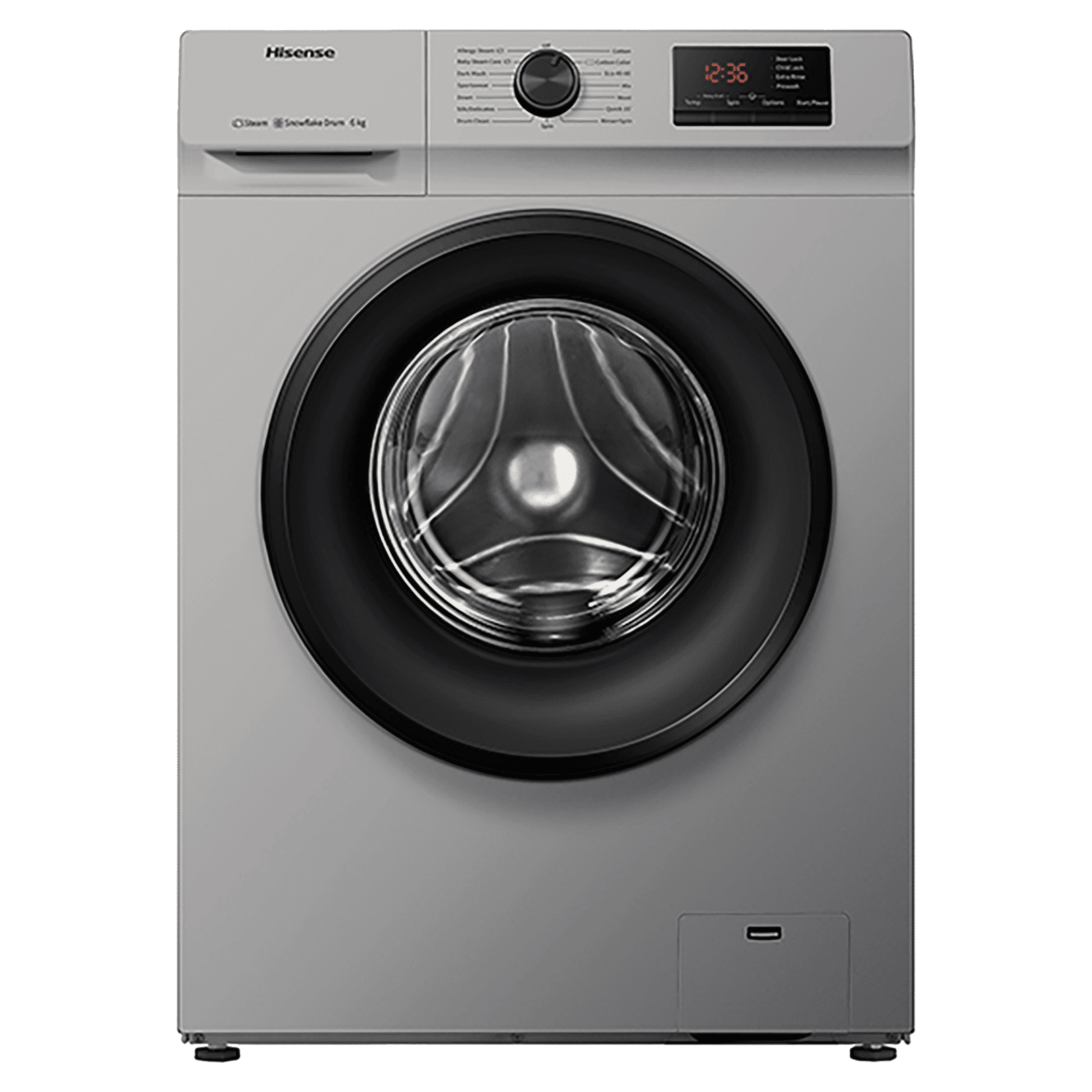 Hisense 6 kg Fully Automatic Front Load Washing Machine (Simple Life Series, WFVB6010MS, Built-in Heater, Silver)_1
