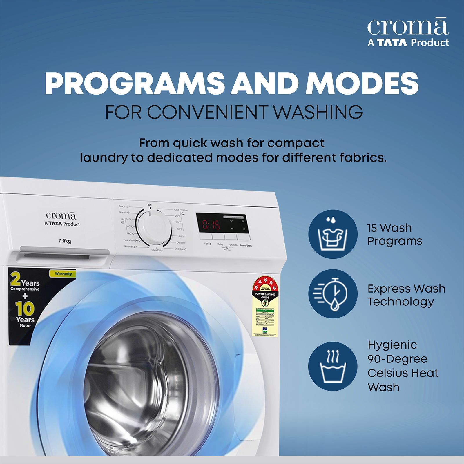 Croma 7 kg 5 Star Fully Automatic Front Load Washing Machine (CRLW070FLF017902, In-Built Heater, White)_7