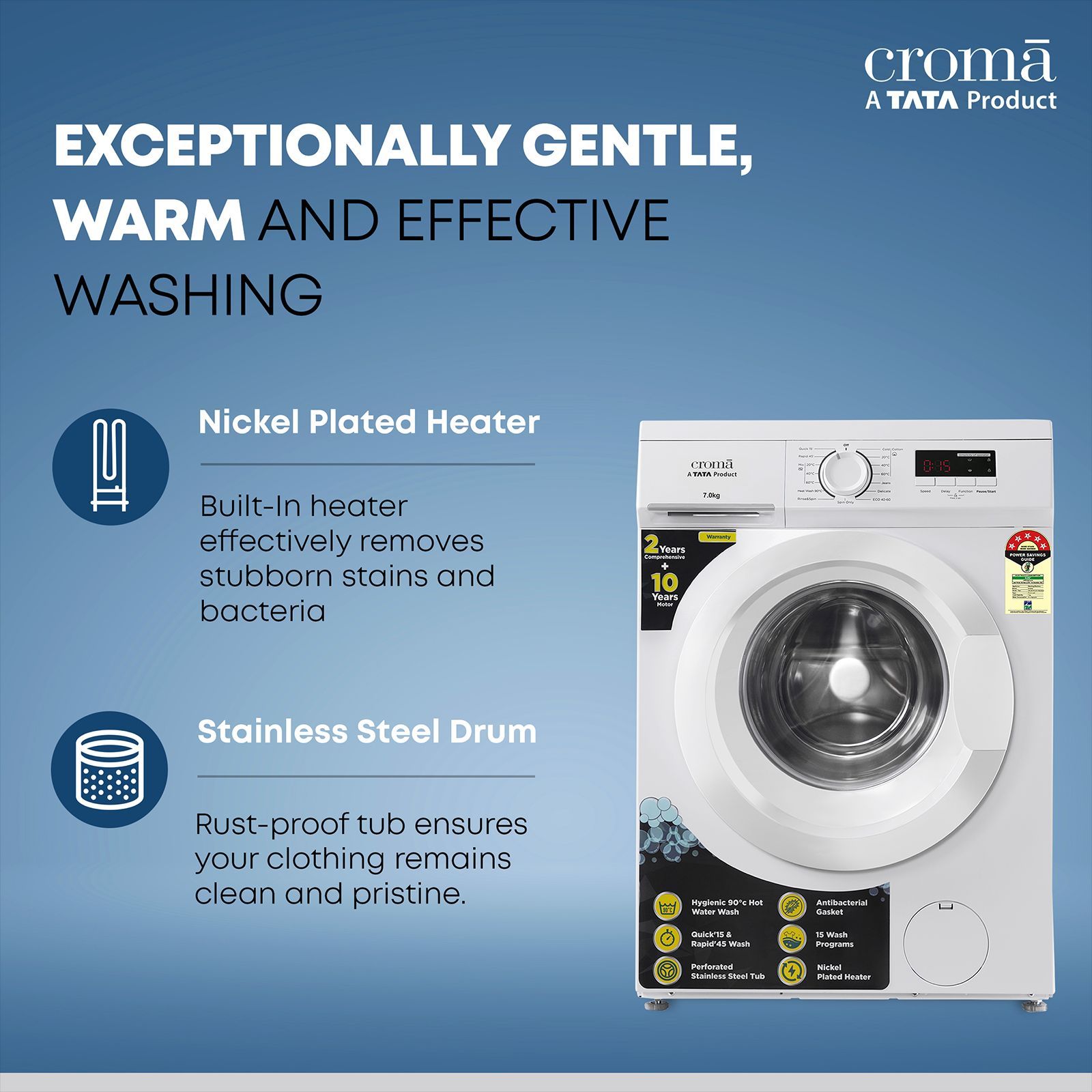 Croma 7 kg 5 Star Fully Automatic Front Load Washing Machine (CRLW070FLF017902, In-Built Heater, White)_9