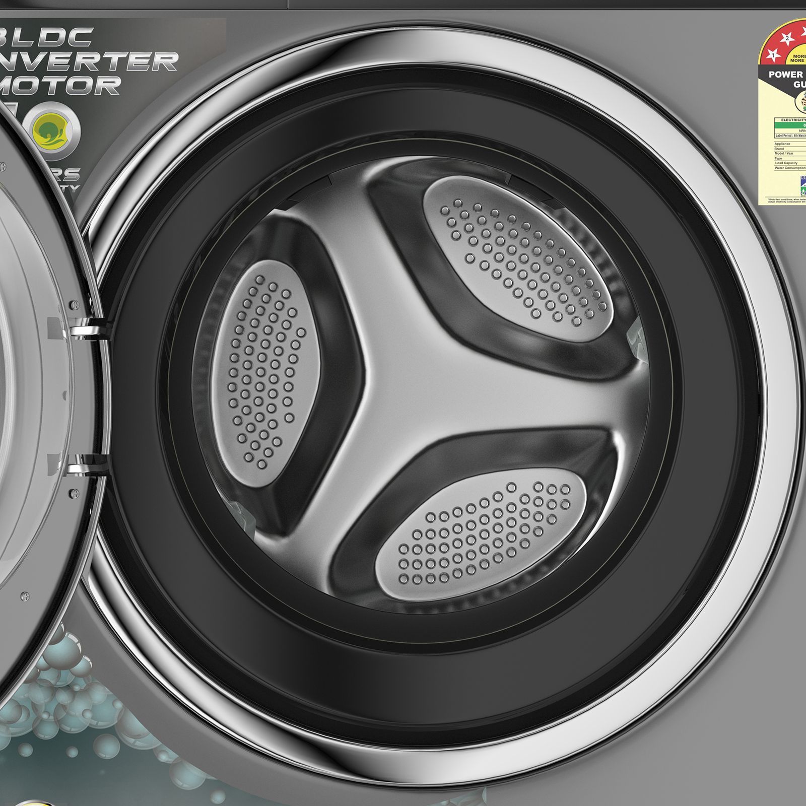 Croma 8.5 kg 5 Star Fully Automatic Front Load Washing Machine (CRLWFL0855W7904, BLDC Invertor Motor, Silver Grey) Croma 8.5 kg 5 Star Fully Automatic Front Load Washing Machine (CRLWFL0855W7904, BLDC Invertor Motor, Silver Grey)_7