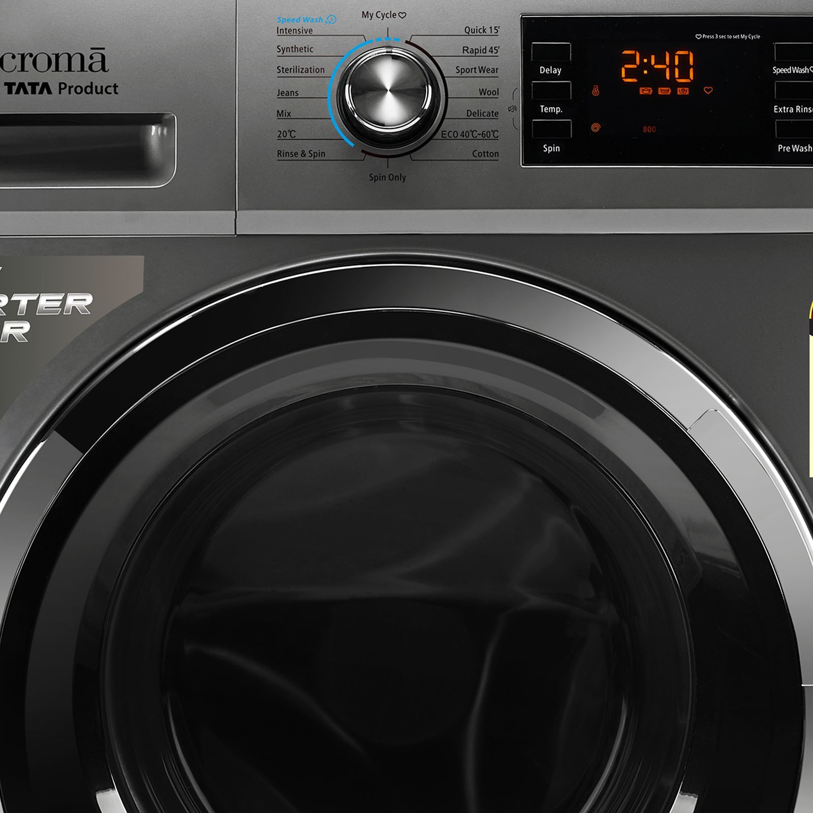 Croma 8.5 kg 5 Star Fully Automatic Front Load Washing Machine (CRLWFL0855W7904, BLDC Invertor Motor, Silver Grey) Croma 8.5 kg 5 Star Fully Automatic Front Load Washing Machine (CRLWFL0855W7904, BLDC Invertor Motor, Silver Grey)_8