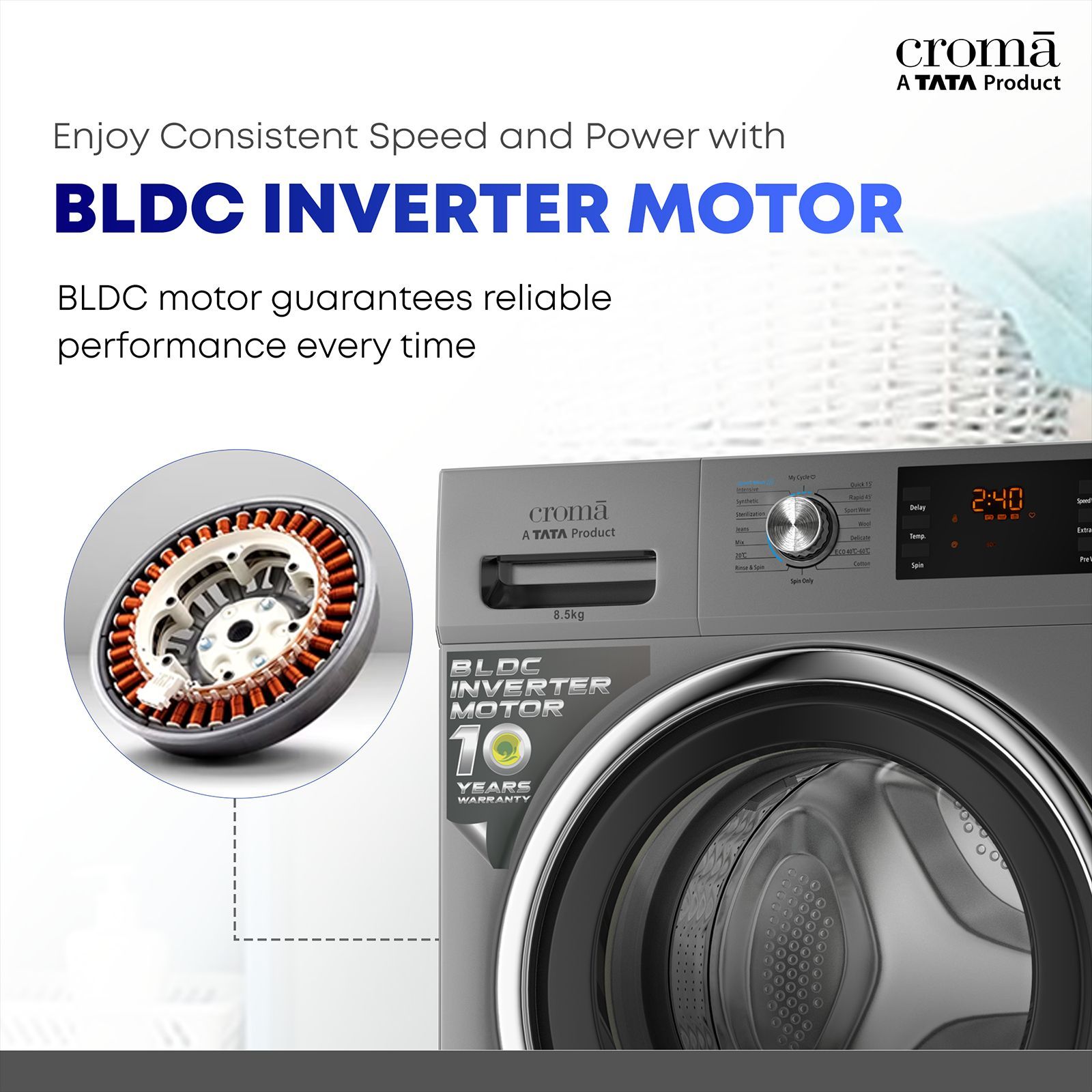 Croma 8.5 kg 5 Star Fully Automatic Front Load Washing Machine (CRLWFL0855W7904, BLDC Invertor Motor, Silver Grey) Croma 8.5 kg 5 Star Fully Automatic Front Load Washing Machine (CRLWFL0855W7904, BLDC Invertor Motor, Silver Grey)_12