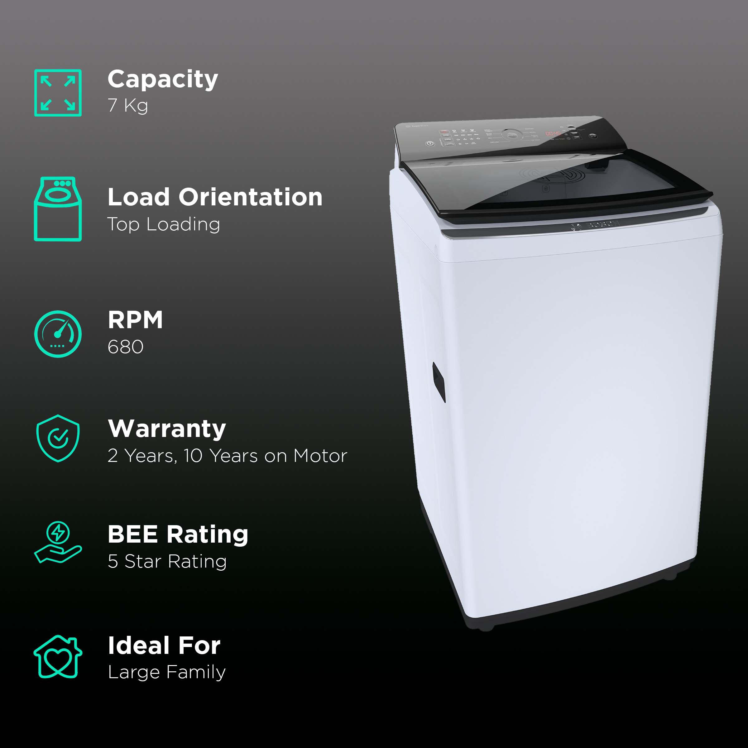 Bosch 7 kg 5 Star Fully Automatic Top Load Washing Machine (Series 2, WOE701W0IN, ExpertCare Wash System, White)_2