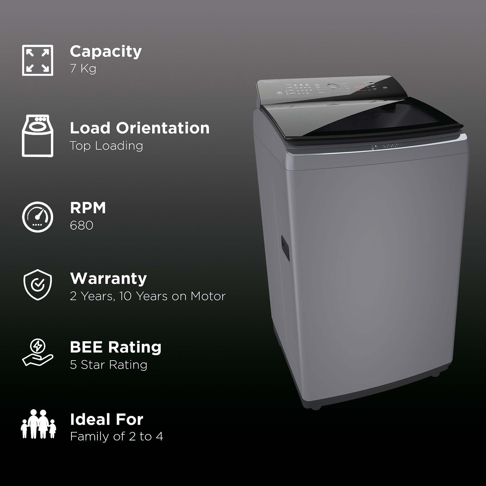 BOSCH 7 kg 5 Star Fully Automatic Top Load Washing Machine (Series 2, WOE701D0IN, ExpertCare Wash System, Dark Grey) BOSCH 7 kg 5 Star Fully Automatic Top Load Washing Machine (Series 2, WOE701D0IN, ExpertCare Wash System, Dark Grey)_2