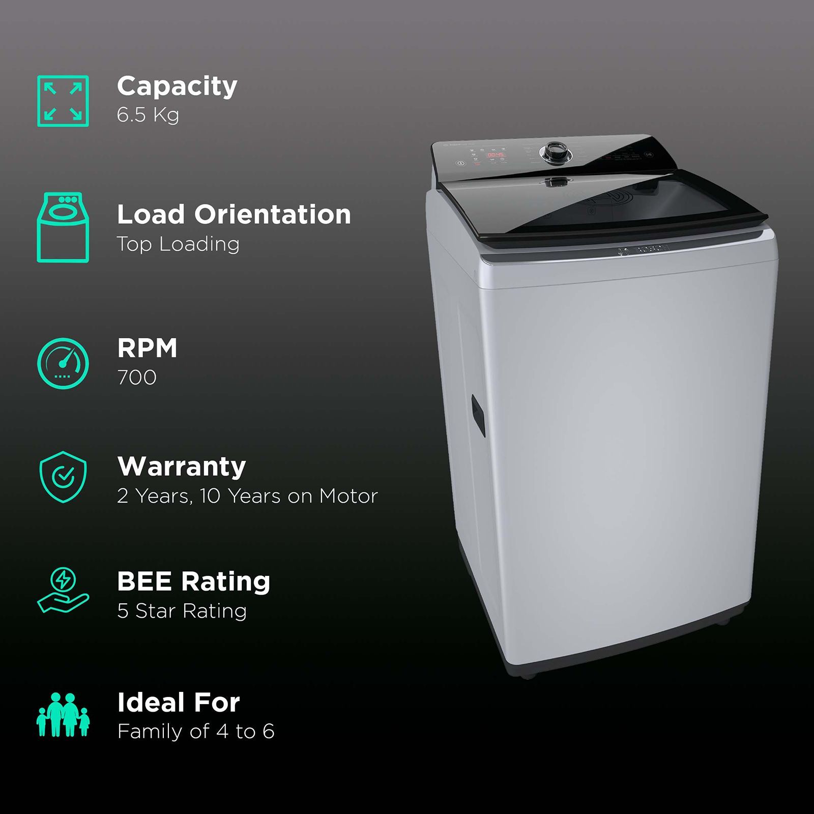 BOSCH 6.5 kg 5 Star Inverter Fully Automatic Top Load Washing Machine (Series 4, WOI653S0IN, ExpertCare Wash System, Silver)_2