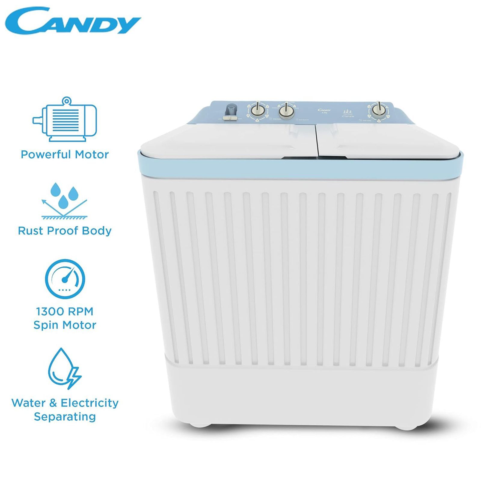 CANDY 6.5 kg 5 Star Semi Automatic Washing Machine with Fuzzy Logic (CTT65187W, White/Blue)_11