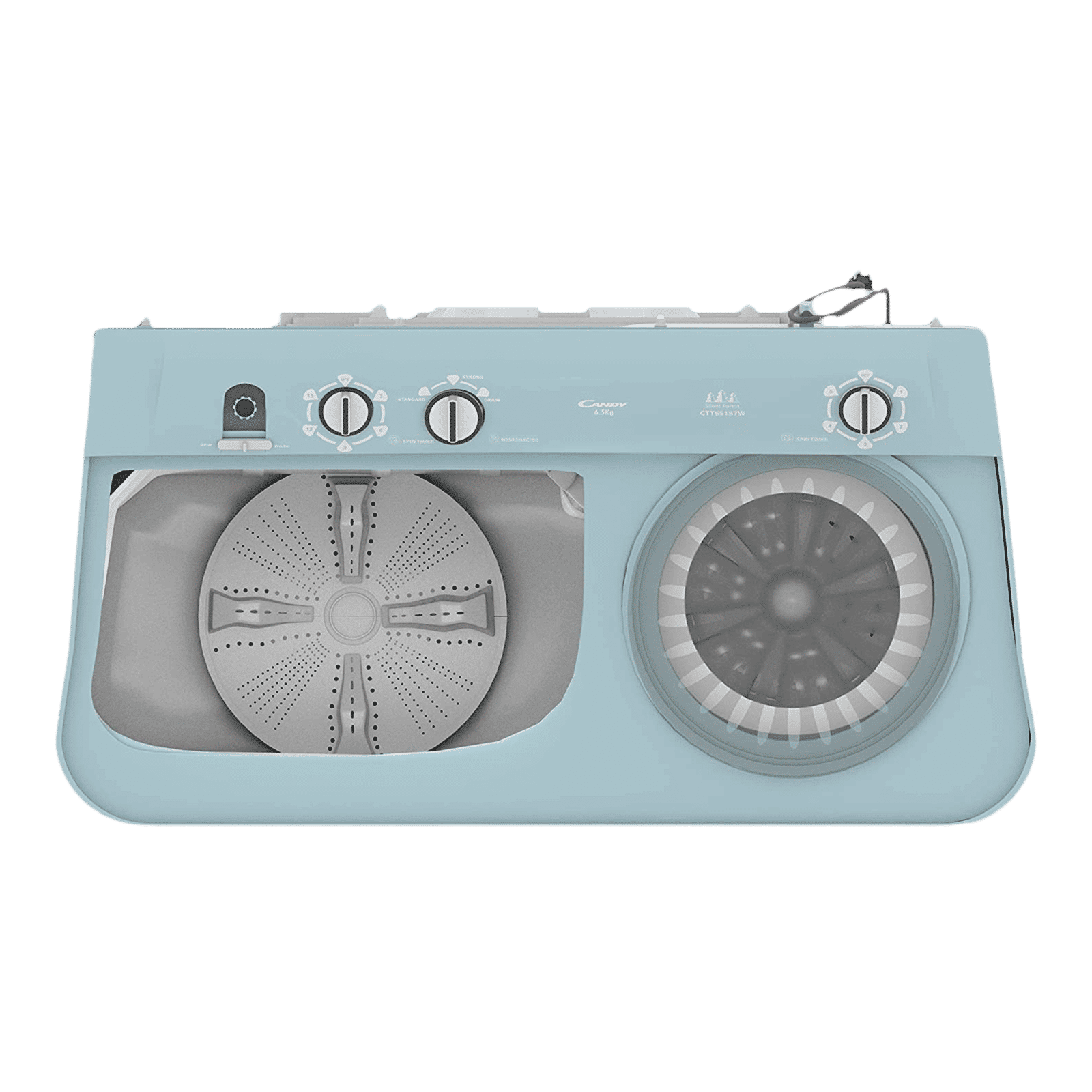 CANDY 6.5 kg 5 Star Semi Automatic Washing Machine with Fuzzy Logic (CTT65187W, White/Blue)_7