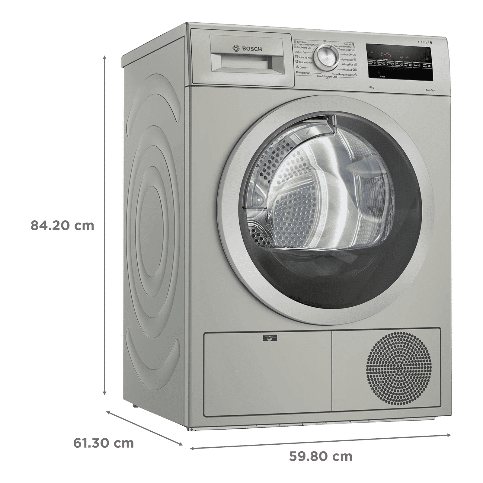 BOSCH 8 kg 5 Star Fully Automatic Front Load Dryer (Series 6, WTG8640SIN, In-Built Heater, Silver Inox)_3