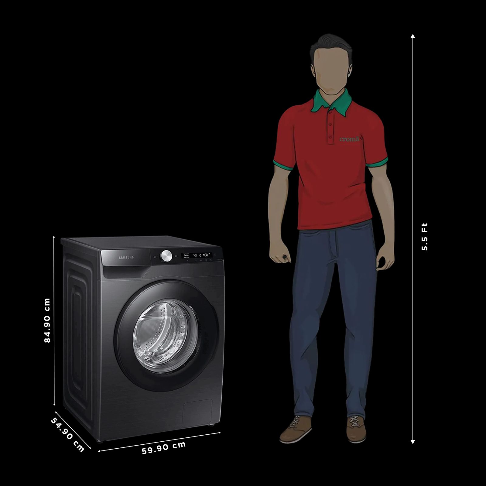 SAMSUNG 8 kg 5 Star Inverter Fully Automatic Front Load Washing Machine (WW80T504DAB1TL, AI Control Display, Black Caviar) SAMSUNG 8 kg 5 Star Inverter Fully Automatic Front Load Washing Machine (WW80T504DAB1TL, AI Control Display, Black Caviar)_3