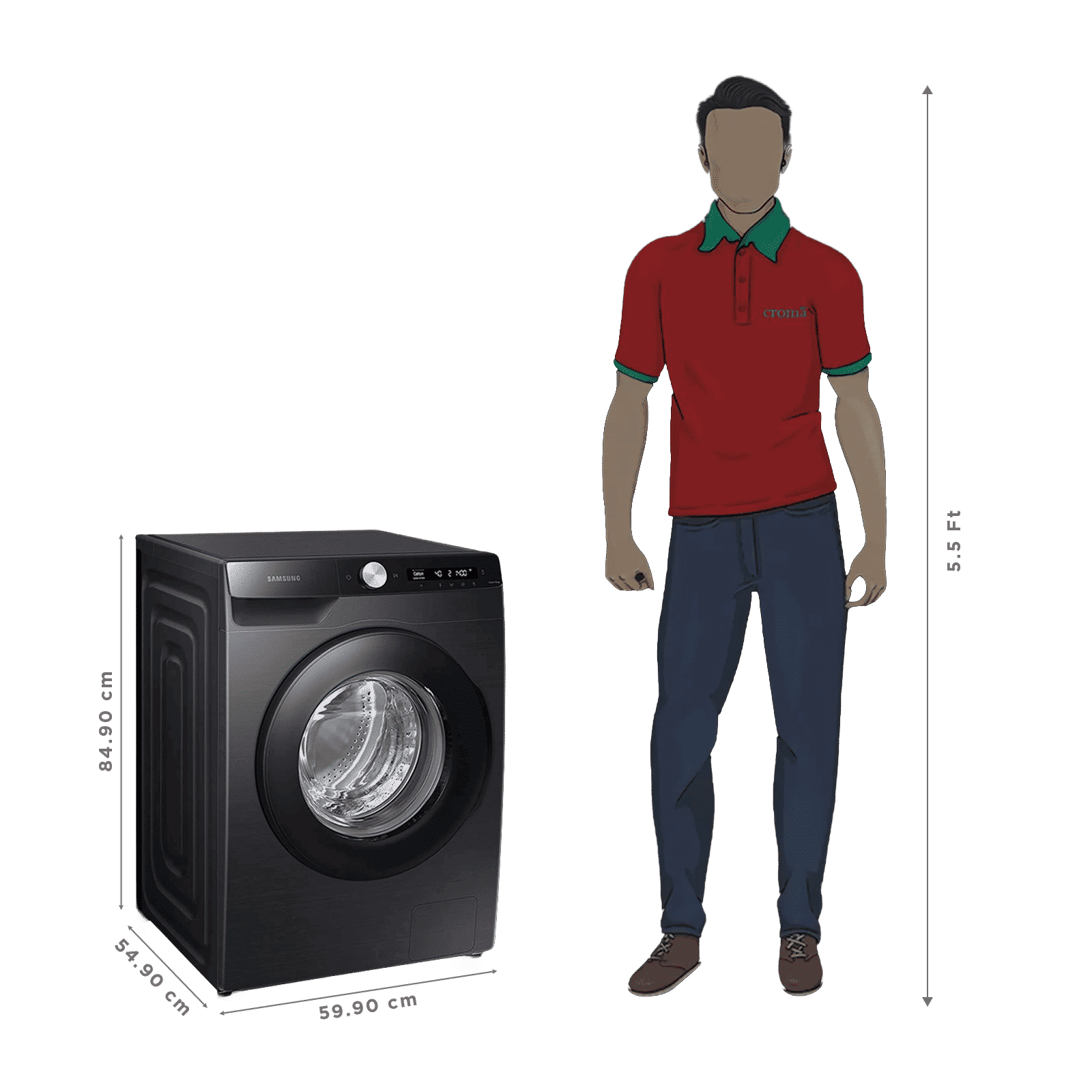 SAMSUNG 8 kg 5 Star Inverter Fully Automatic Front Load Washing Machine (WW80T504DAB1TL, AI Control Display, Black Caviar)_3