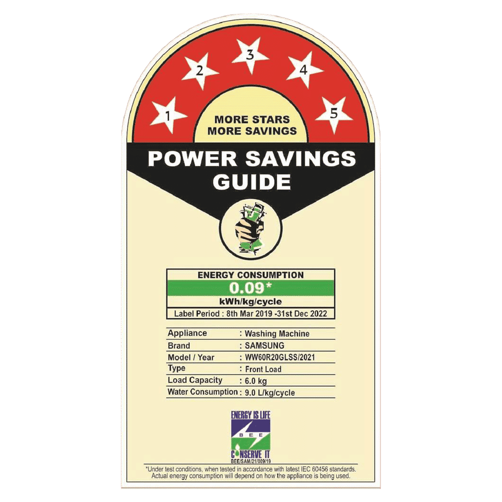SAMSUNG 6 kg 5 Star Inverter Fully Automatic Front Load Washing Machine (WW60R20GLSS/TL, Diamond Drum, Silver) SAMSUNG 6 kg 5 Star Inverter Fully Automatic Front Load Washing Machine (WW60R20GLSS/TL, Diamond Drum, Silver)_15