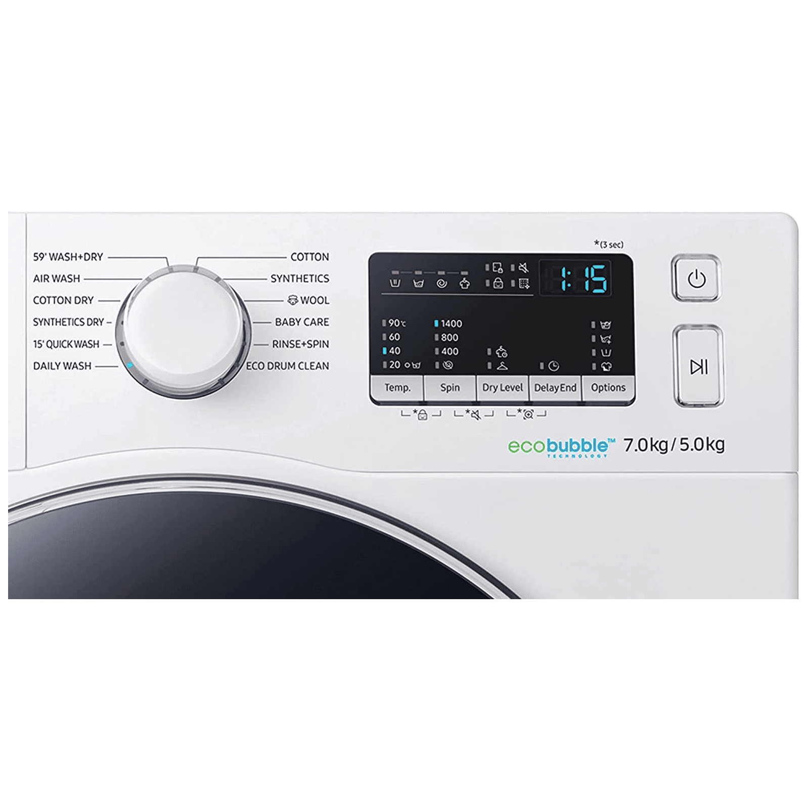 SAMSUNG 7/5 kg 5 Star Inverter Fully Automatic Front Load Washer Dryer (WD70M4443JW/TL, Diamond Drum, White)_4