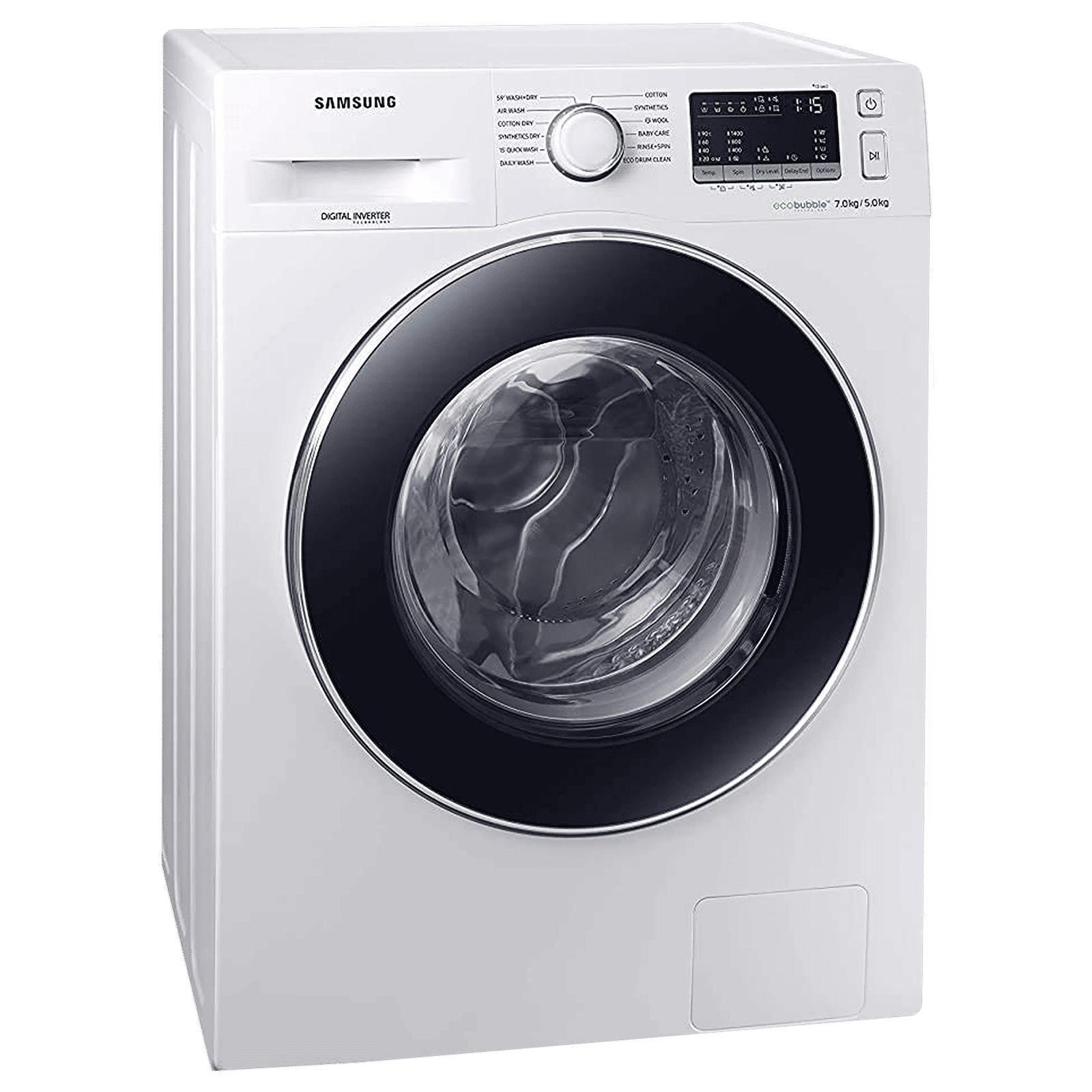 SAMSUNG 7/5 kg 5 Star Inverter Fully Automatic Front Load Washer Dryer (WD70M4443JW/TL, Diamond Drum, White)_5