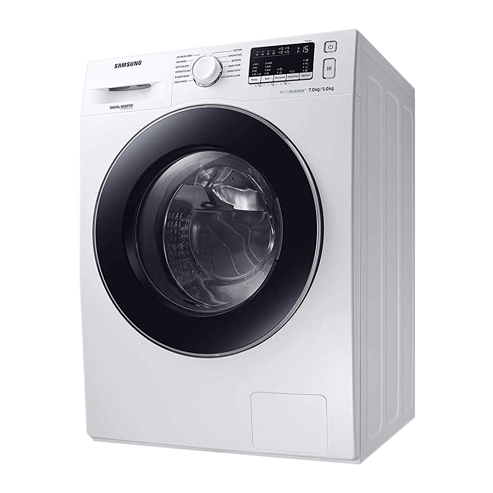 SAMSUNG 7/5 kg 5 Star Inverter Fully Automatic Front Load Washer Dryer (WD70M4443JW/TL, Diamond Drum, White)_6