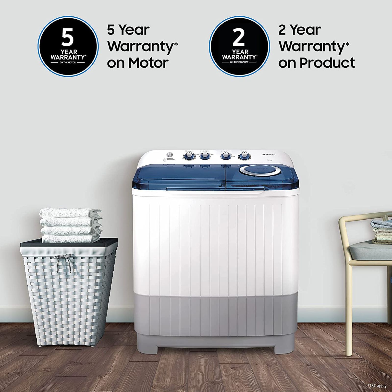SAMSUNG 8.5 kg 5 Star Semi Automatic Washing Machine with Magic Filter (WT85R4000LL/TL, Light Grey)_9