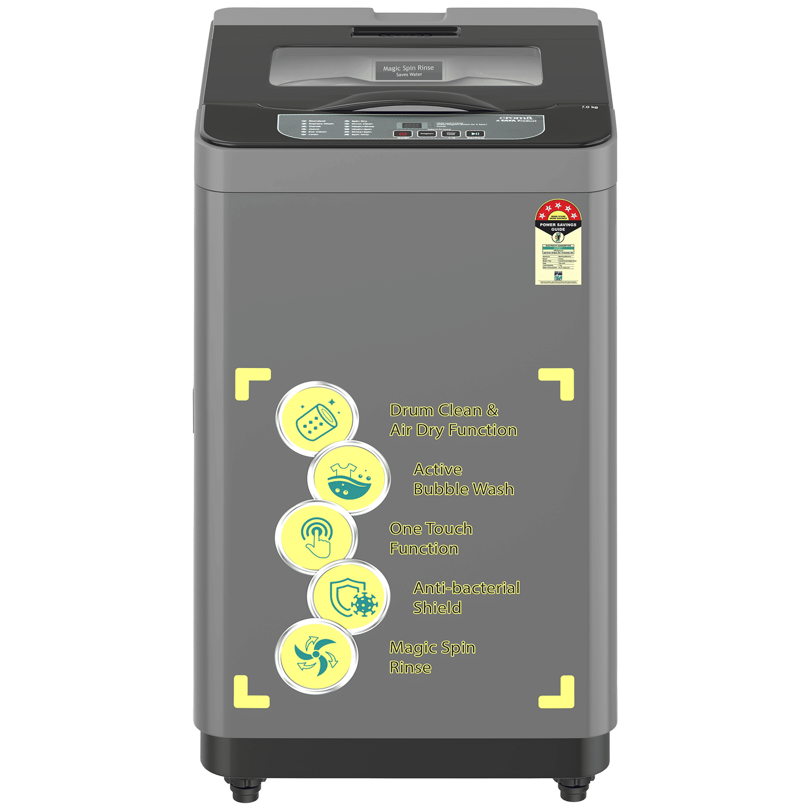 Croma 7 kg 5 Star Fully Automatic Top Load Washing Machine ( Spin Dry Function, Grey) Croma 7 kg 5 Star Fully Automatic Top Load Washing Machine ( Spin Dry Function, Grey)_1
