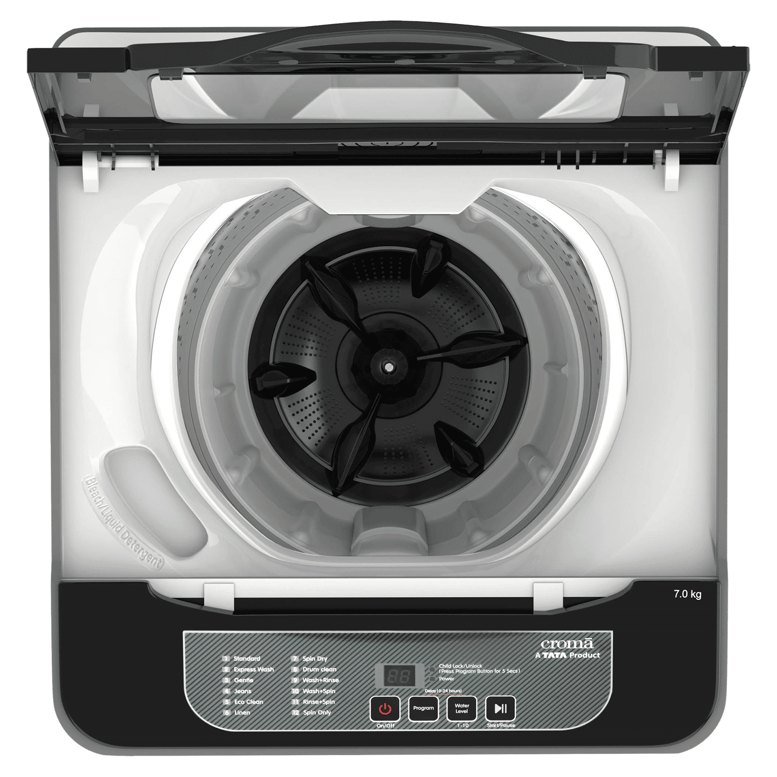 Croma 7 kg 5 Star Fully Automatic Top Load Washing Machine ( Spin Dry Function, Grey)_5