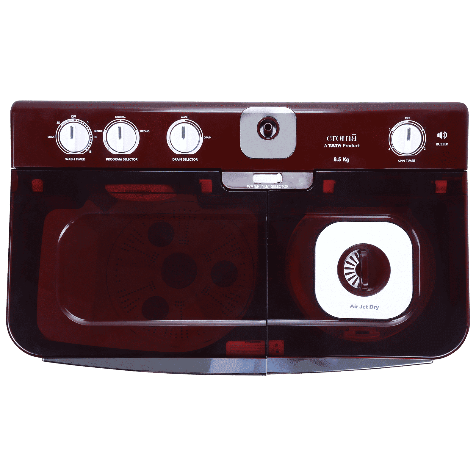Croma 8.5 kg 5 Star Semi Automatic Washing Machine with Active Soak Function ( Burgundy) Croma 8.5 kg 5 Star Semi Automatic Washing Machine with Active Soak Function ( Burgundy)_8
