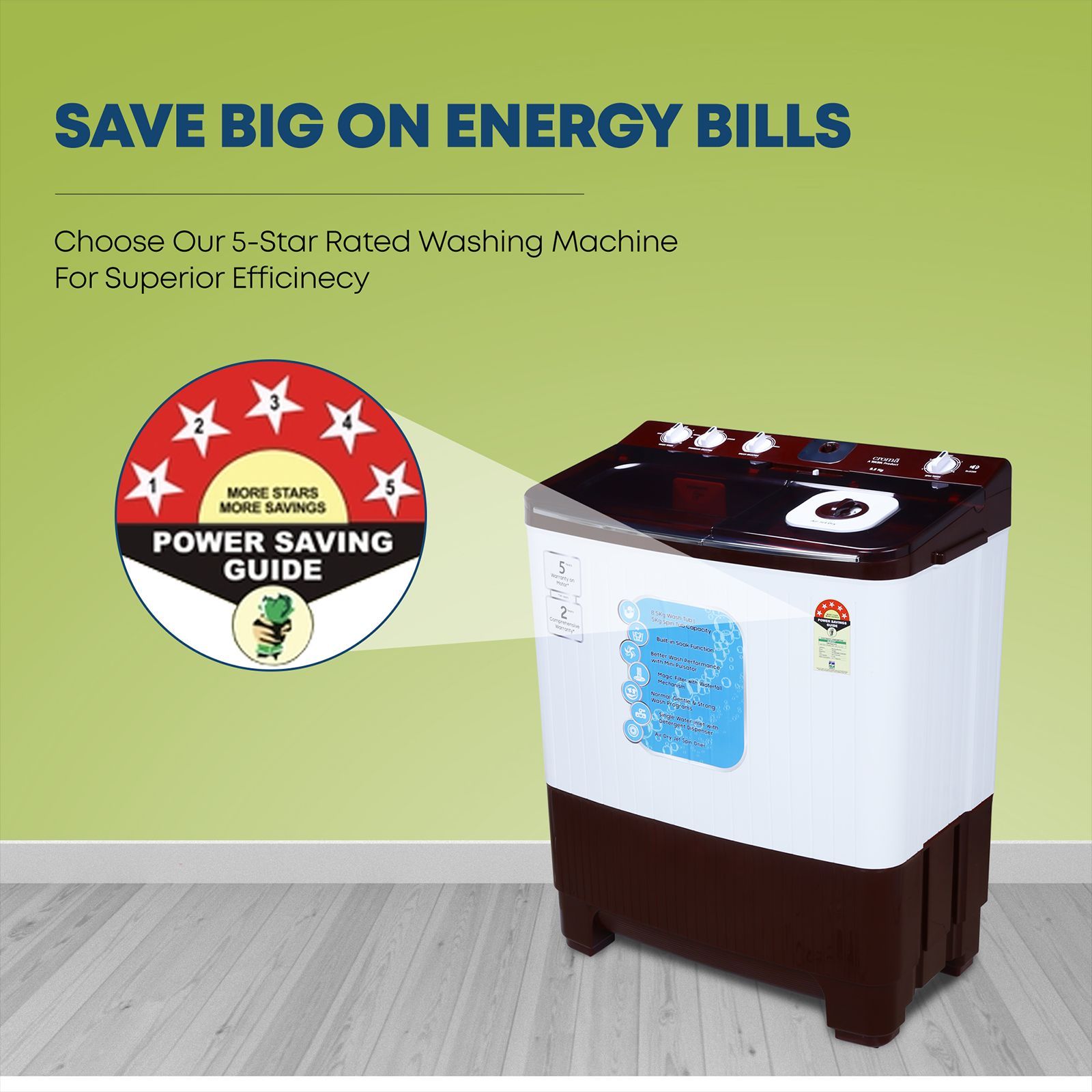 Croma 8.5 kg 5 Star Semi Automatic Washing Machine with Active Soak Function ( Burgundy) Croma 8.5 kg 5 Star Semi Automatic Washing Machine with Active Soak Function ( Burgundy)_13