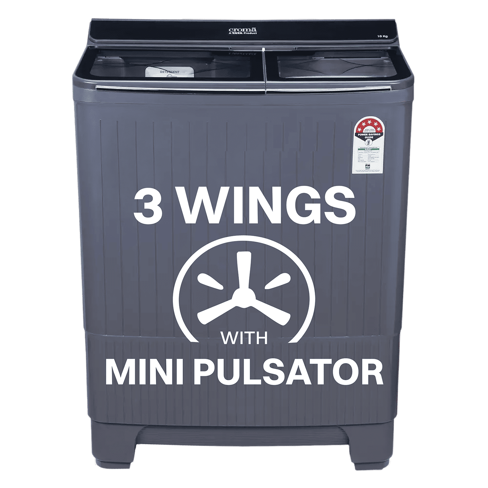 Croma 10 kg 5 Star Semi Automatic Washing Machine with Dual Waterfall Mechanism ( Dark Grey)_1