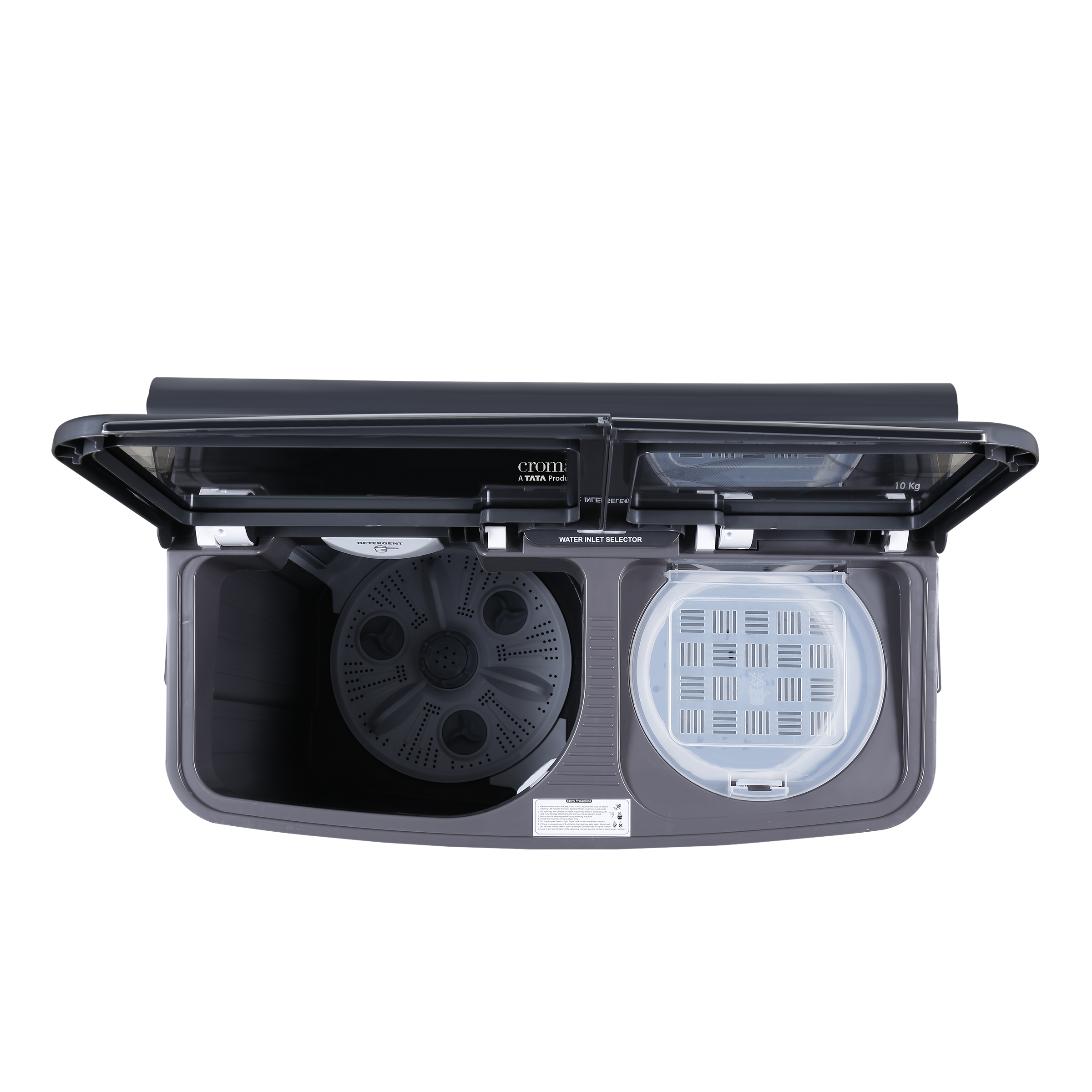 Croma 10 kg 5 Star Semi Automatic Washing Machine with Dual Waterfall Mechanism ( Dark Grey)_6