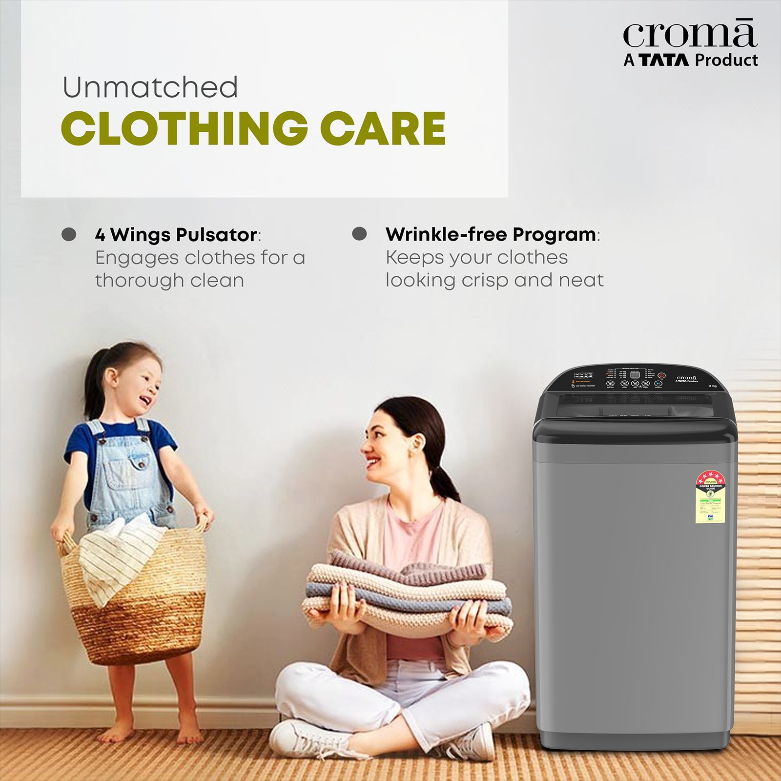 Croma 8 kg 5 Star Fully Automatic Top Load Washing Machine ( In Built heater, Inox Grey) Croma 8 kg 5 Star Fully Automatic Top Load Washing Machine ( In Built heater, Inox Grey)_12