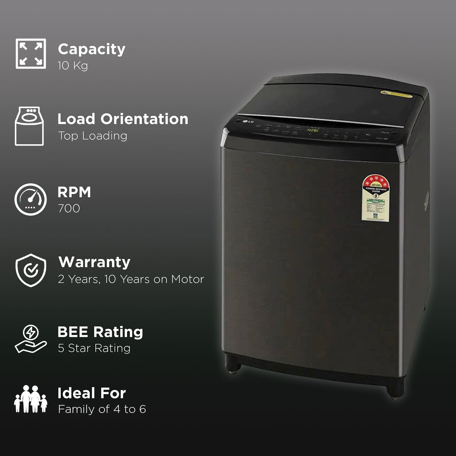 LG 10 kg 5 Star Inverter Fully Automatic Top Load Washing Machine (THD10SWP.APBQEIL, In-Built Heater, Platinum Black)_2