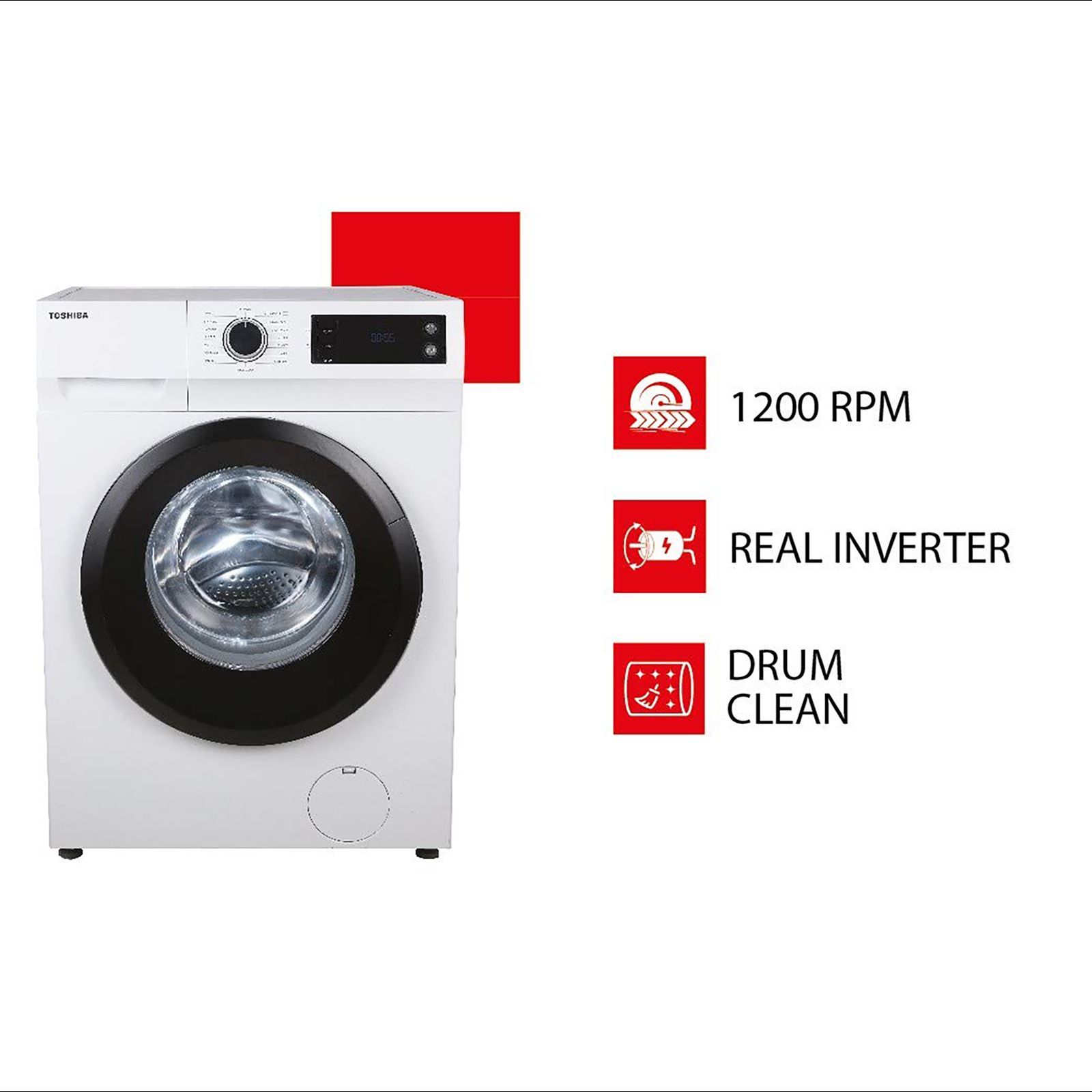 TOSHIBA 8 kg 5 Star Inverter Fully Automatic Front Load Washing Machine (TW-BJ90S2-IND(WK), Anti Bacterial Gasket, White)_17