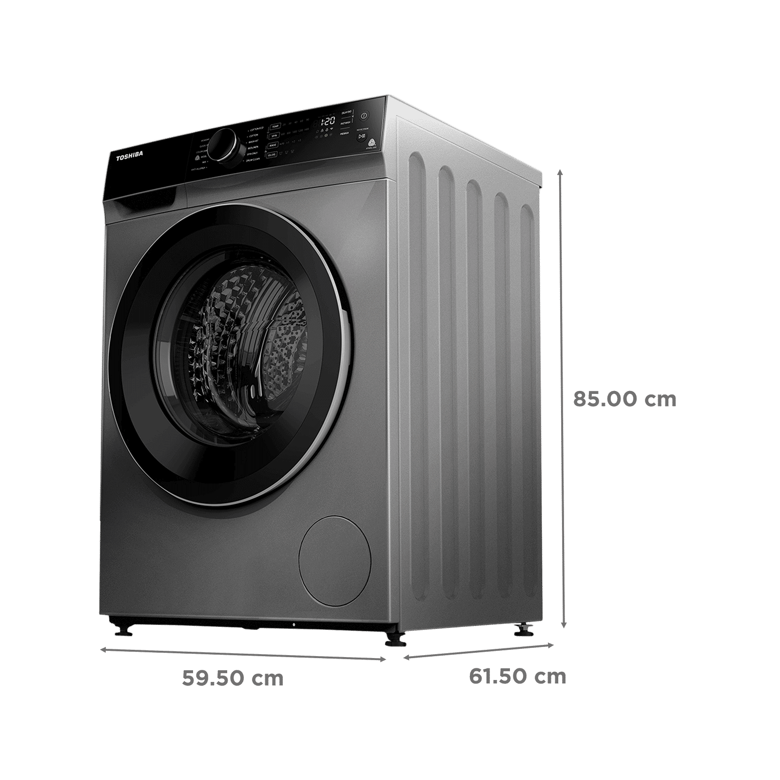 TOSHIBA 8 kg 5 Star Inverter Fully Automatic Front Load Washing Machine (TW-BJ90M4-IND(SK), Cyclone Mix Feature, Silver)_3