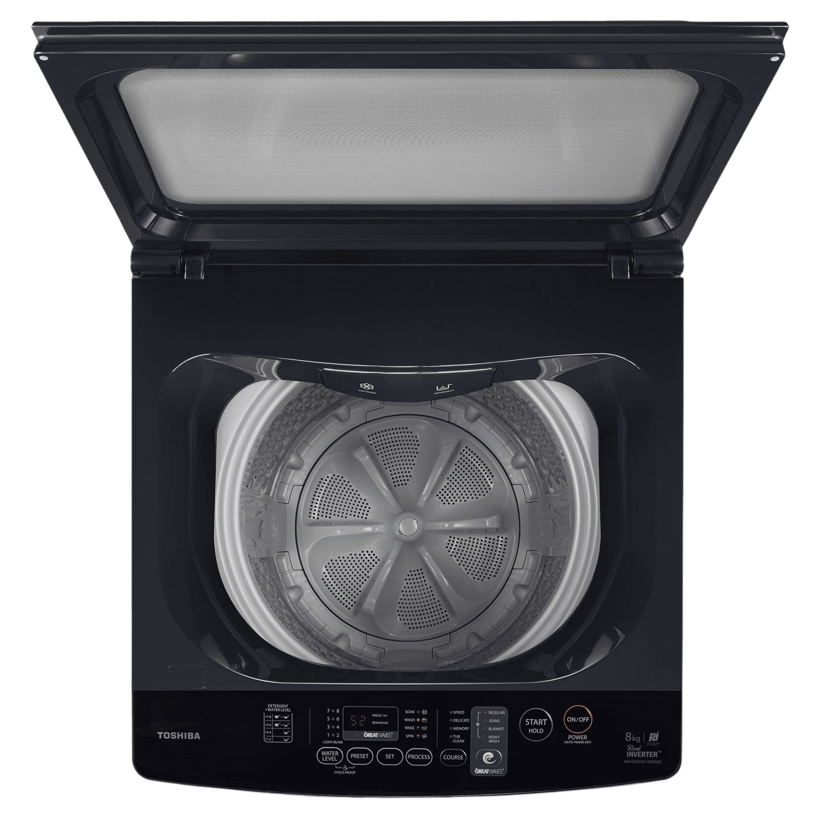 TOSHIBA 8 kg 5 Star Inverter Fully Automatic Top Load Washing Machine (AW-DJ900D-IND, i-Clean Function, Dark Silver)_7