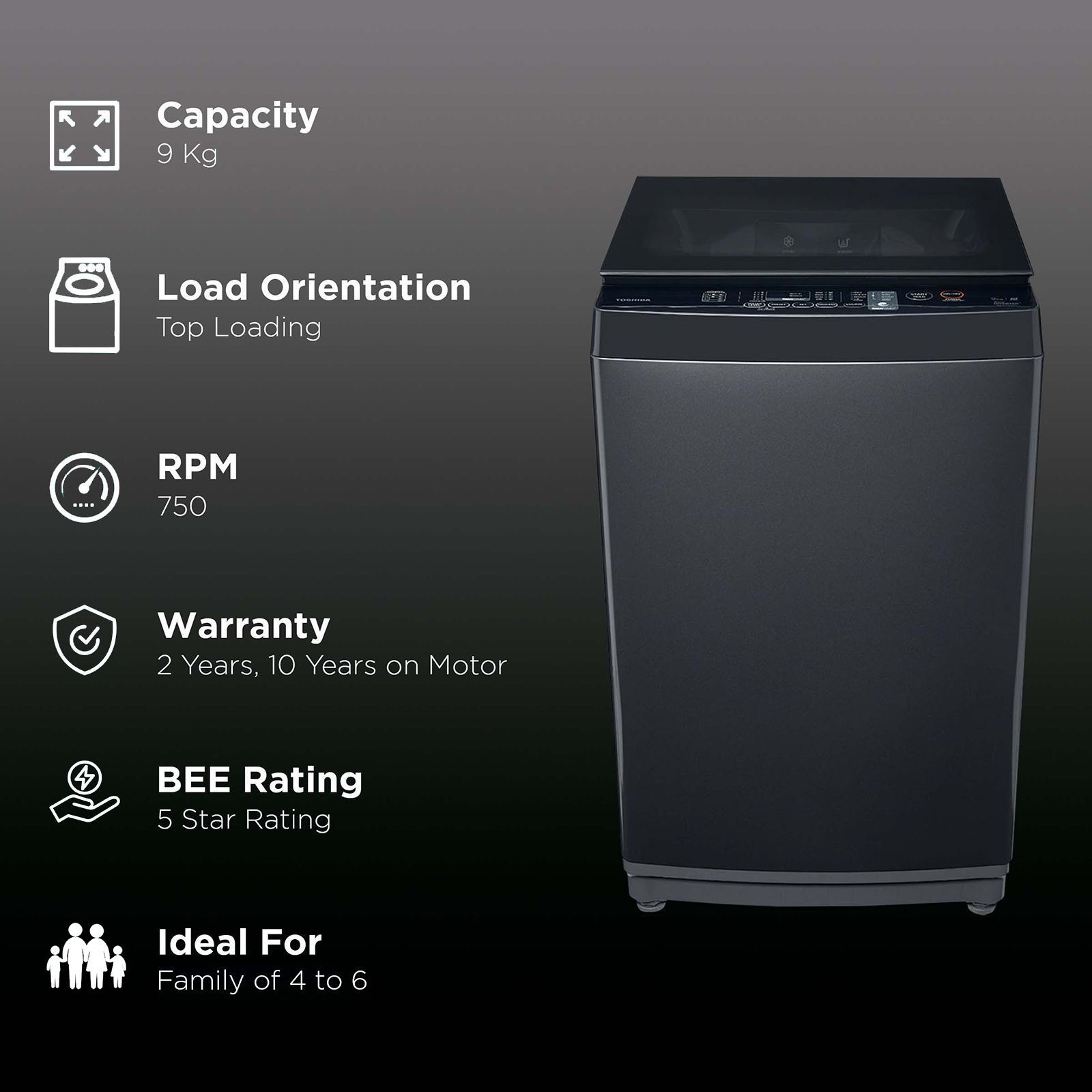 TOSHIBA 9 kg 5 Star Inverter Fully Automatic Top Load Washing Machine (AW-DJ1000F-IND, i-Clean Function, Silver)_2