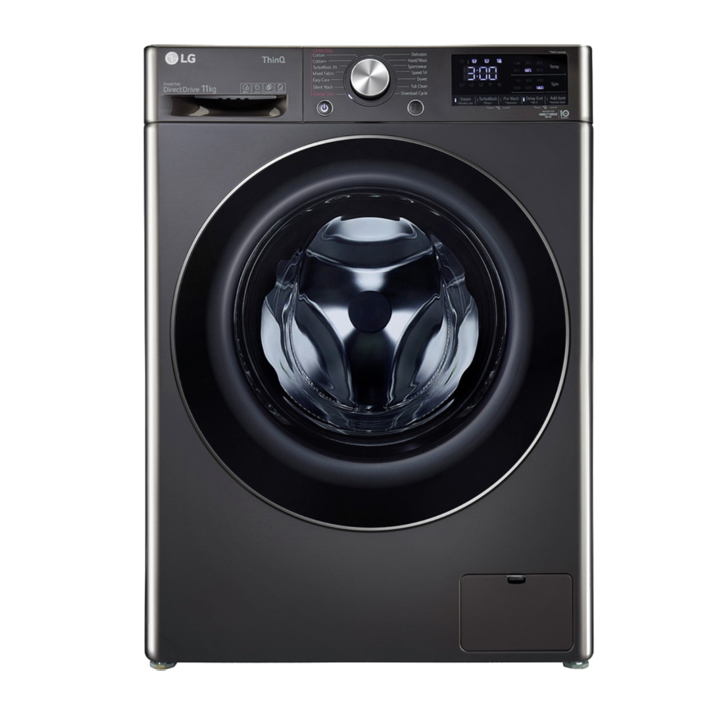 LG 11 kg 5 Star Inverter Fully Automatic Front Load Washing Machine (FHP1411Z9B.ABLQEIL, Steam Wash Technology, Black)_1