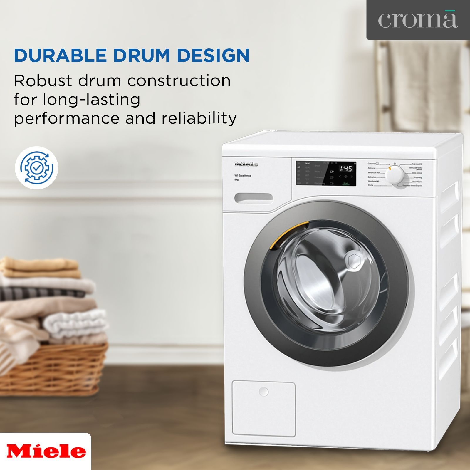 Miele 8 kg Fully Automatic Front Load Washing Machine (WED125, CapDosing Portioned Dispensing, Lotus White)_6