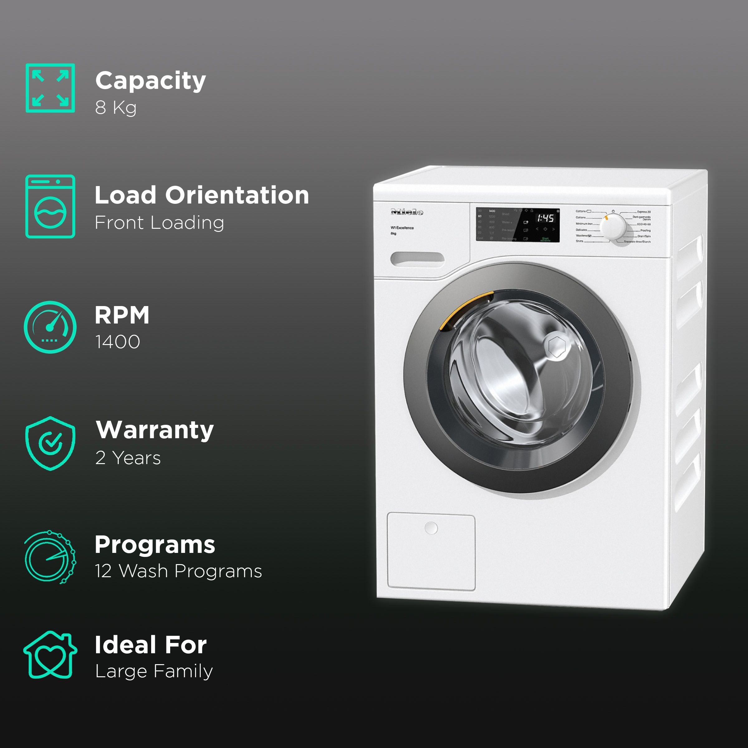 Miele 8 kg Fully Automatic Front Load Washing Machine (WED125, CapDosing Portioned Dispensing, Lotus White)_2