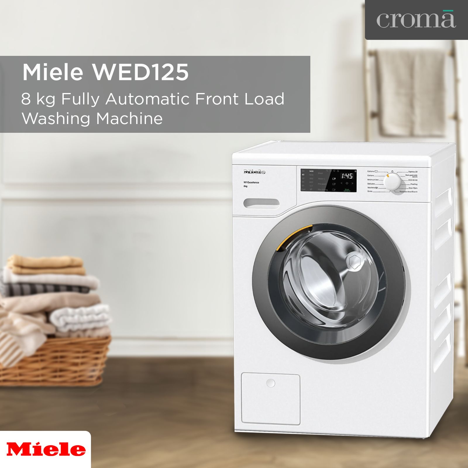 Miele 8 kg Fully Automatic Front Load Washing Machine (WED125, CapDosing Portioned Dispensing, Lotus White)_4