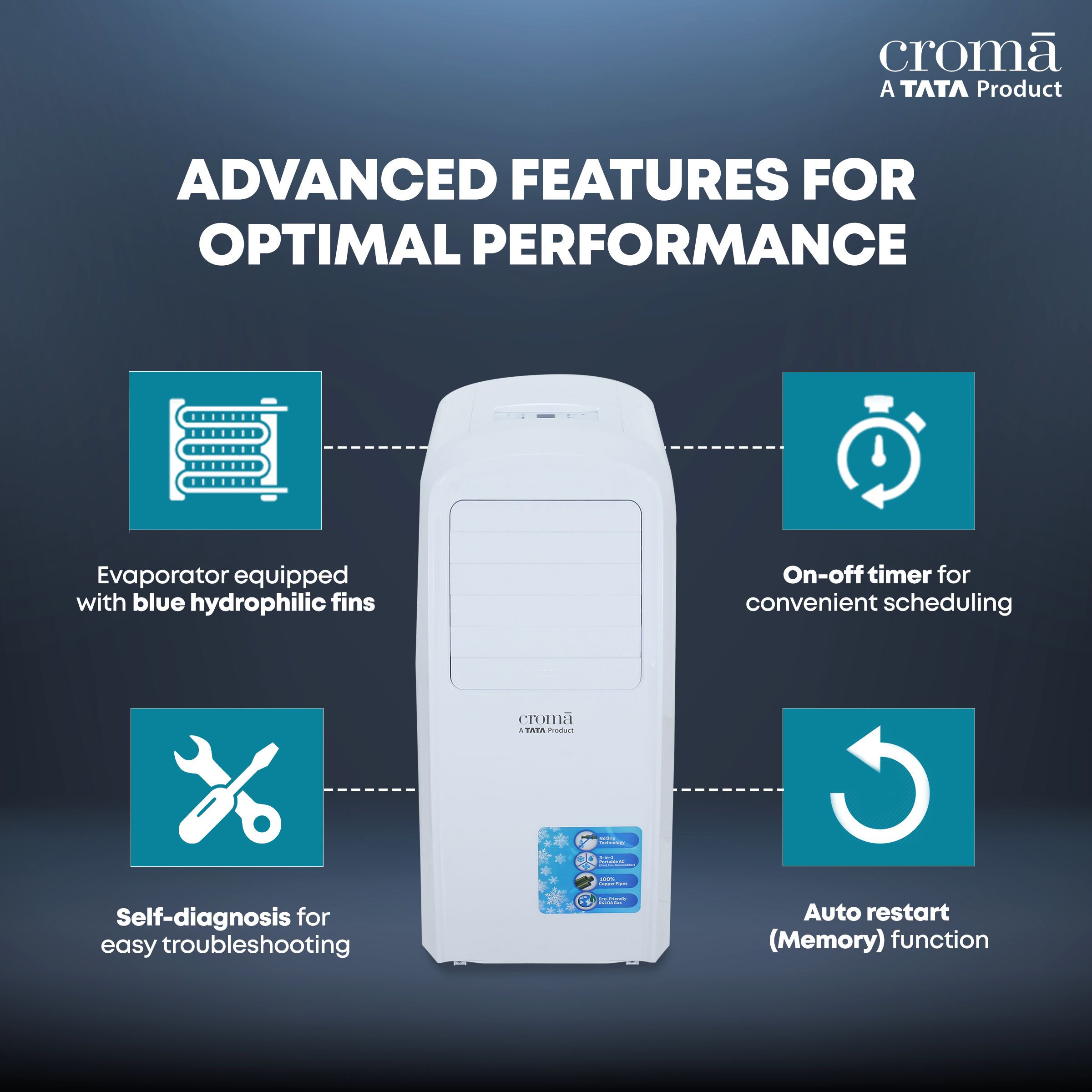 Croma 1.5 Ton Portable AC (Dust Filter, Copper Condenser, CRLA018PAA025801) Croma 1.5 Ton Portable AC (Dust Filter, Copper Condenser, CRLA018PAA025801)_10