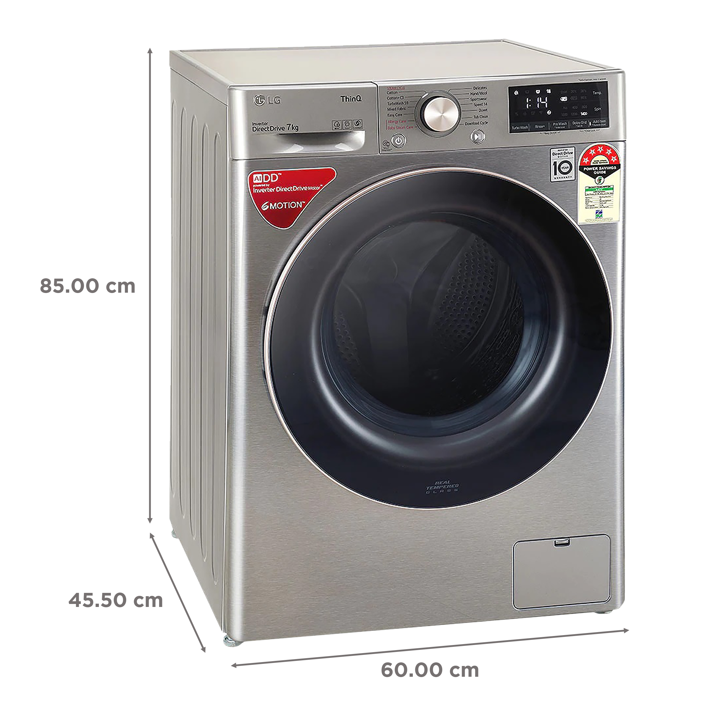 LG 7 kg 5 Star Inverter Fully Automatic Front Load Washing Machine (FHV1207ZWP, AI Direct Drive Technology, Platinum Silver)_3