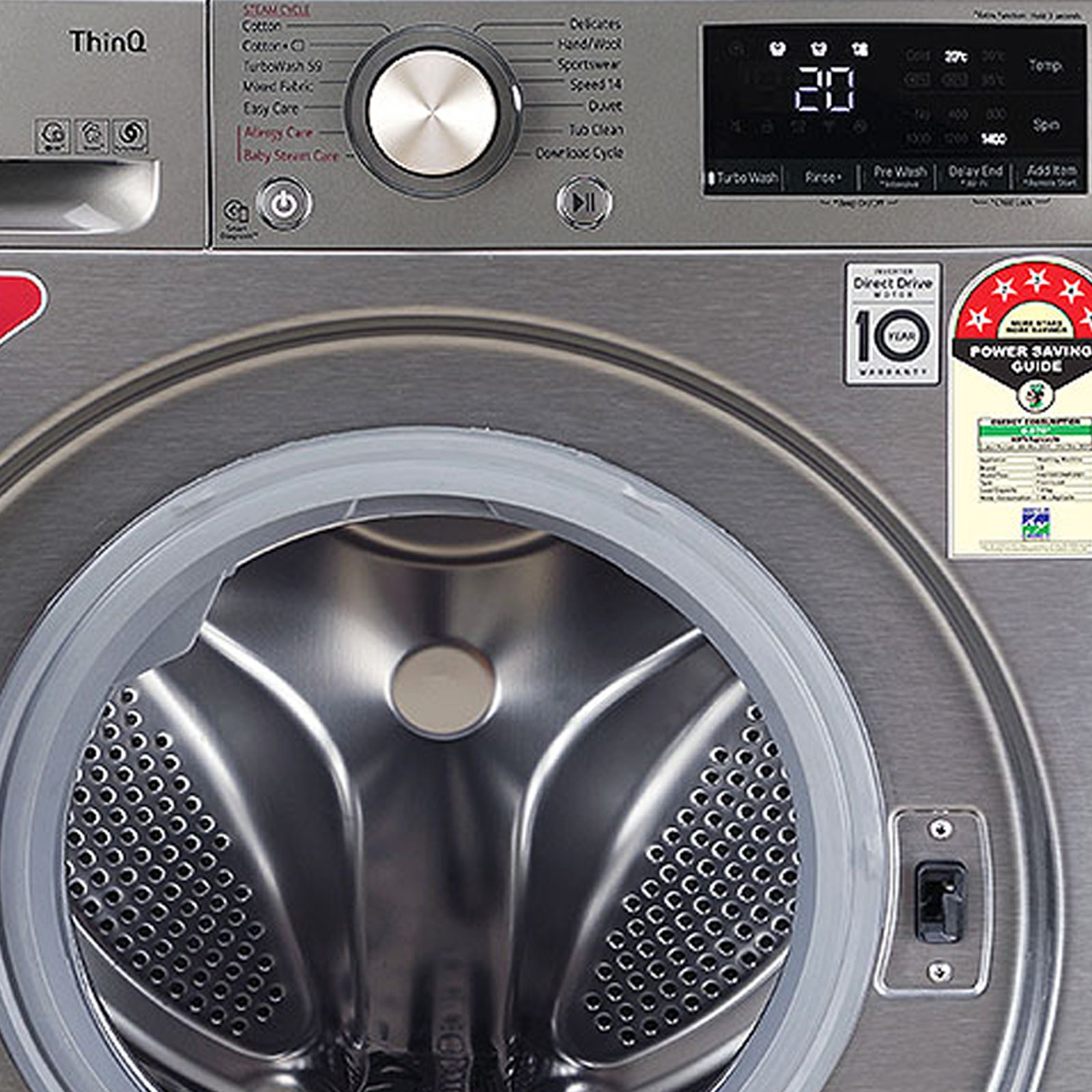 LG 7 kg 5 Star Inverter Fully Automatic Front Load Washing Machine (FHV1207ZWP, AI Direct Drive Technology, Platinum Silver)_4